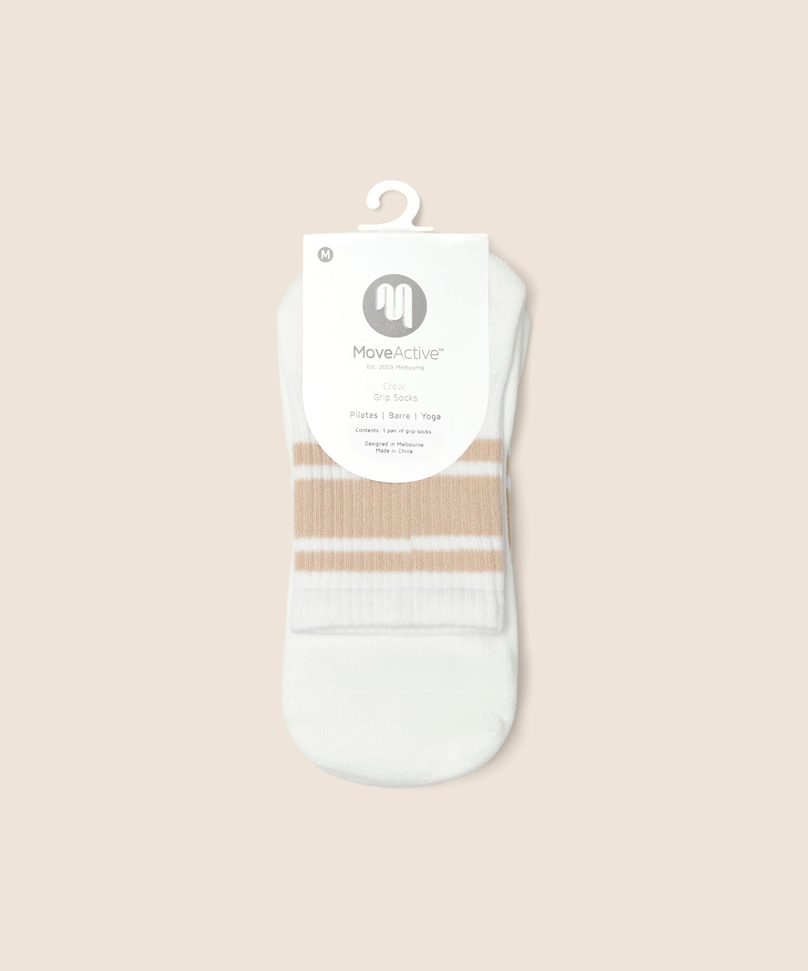 Crew Non Slip Grip Socks - Almond Stripes