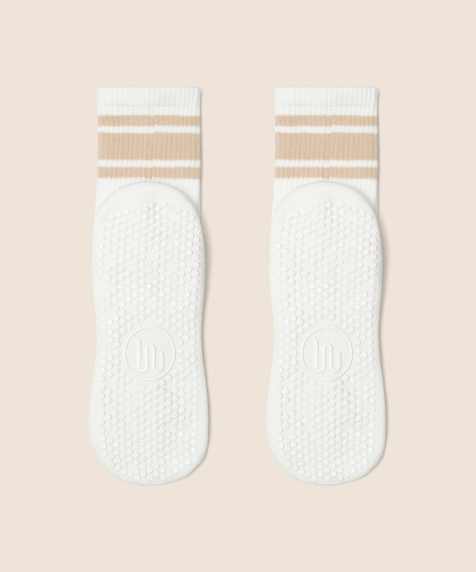 Crew Non Slip Grip Socks - Almond Stripes
