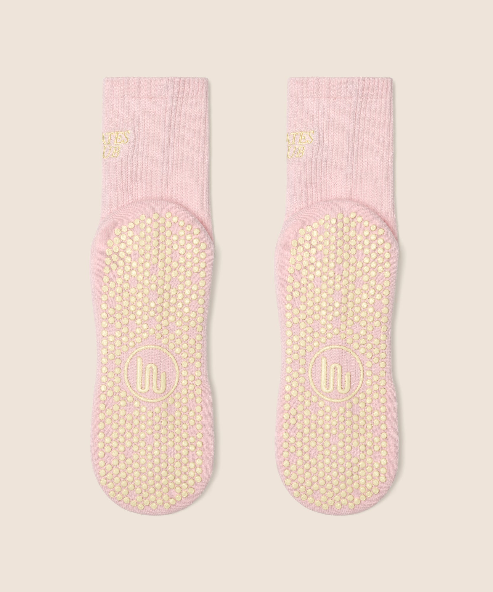 Crew Non Slip Grip Socks - Pilates Club Pink