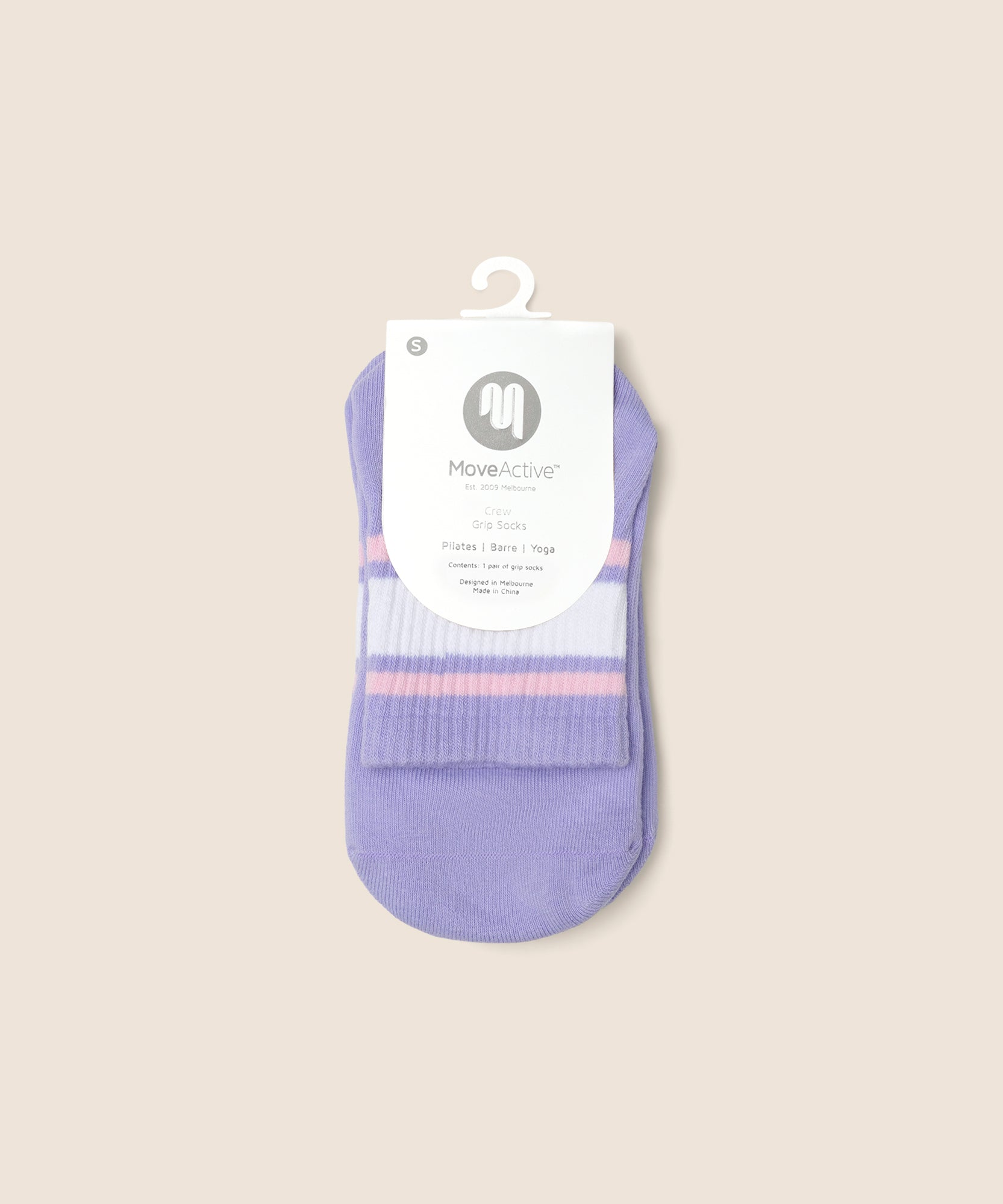 Crew Non Slip Grip Socks - Purple Rain Stripe