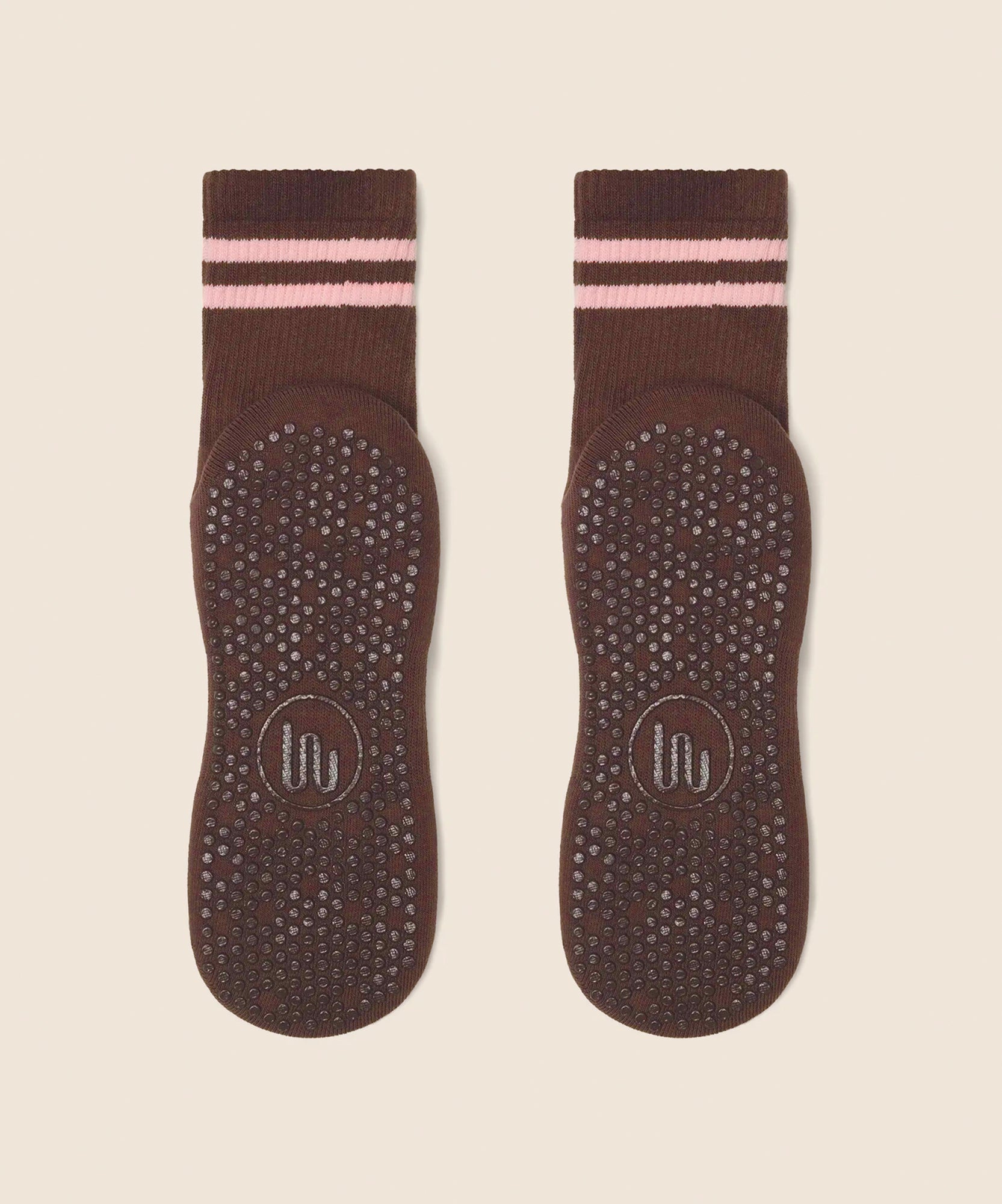 Crew Non Slip Grip Socks - Sporty Stripe Espresso