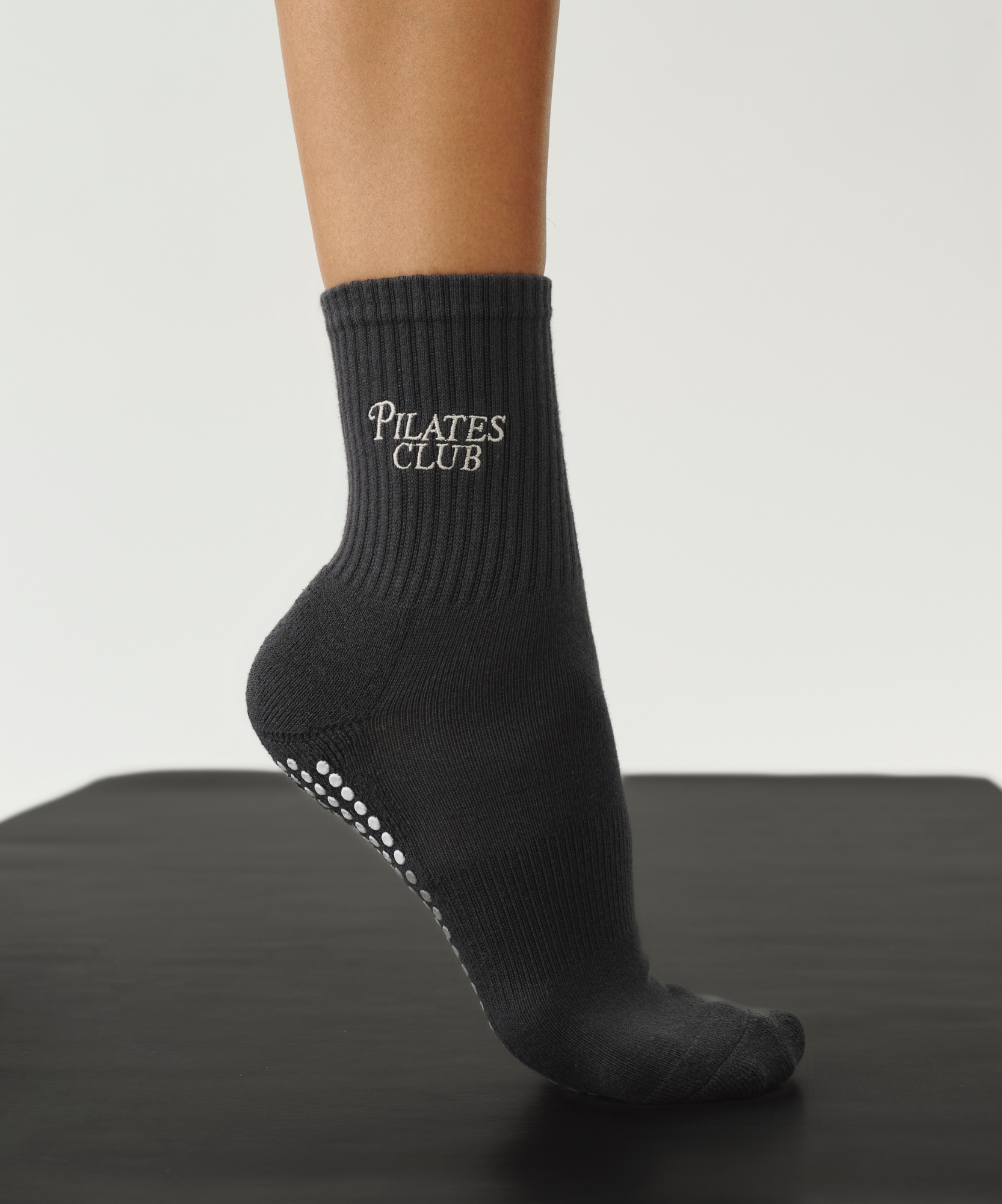 Crew Non Slip Grip Socks - Pilates Club Ink