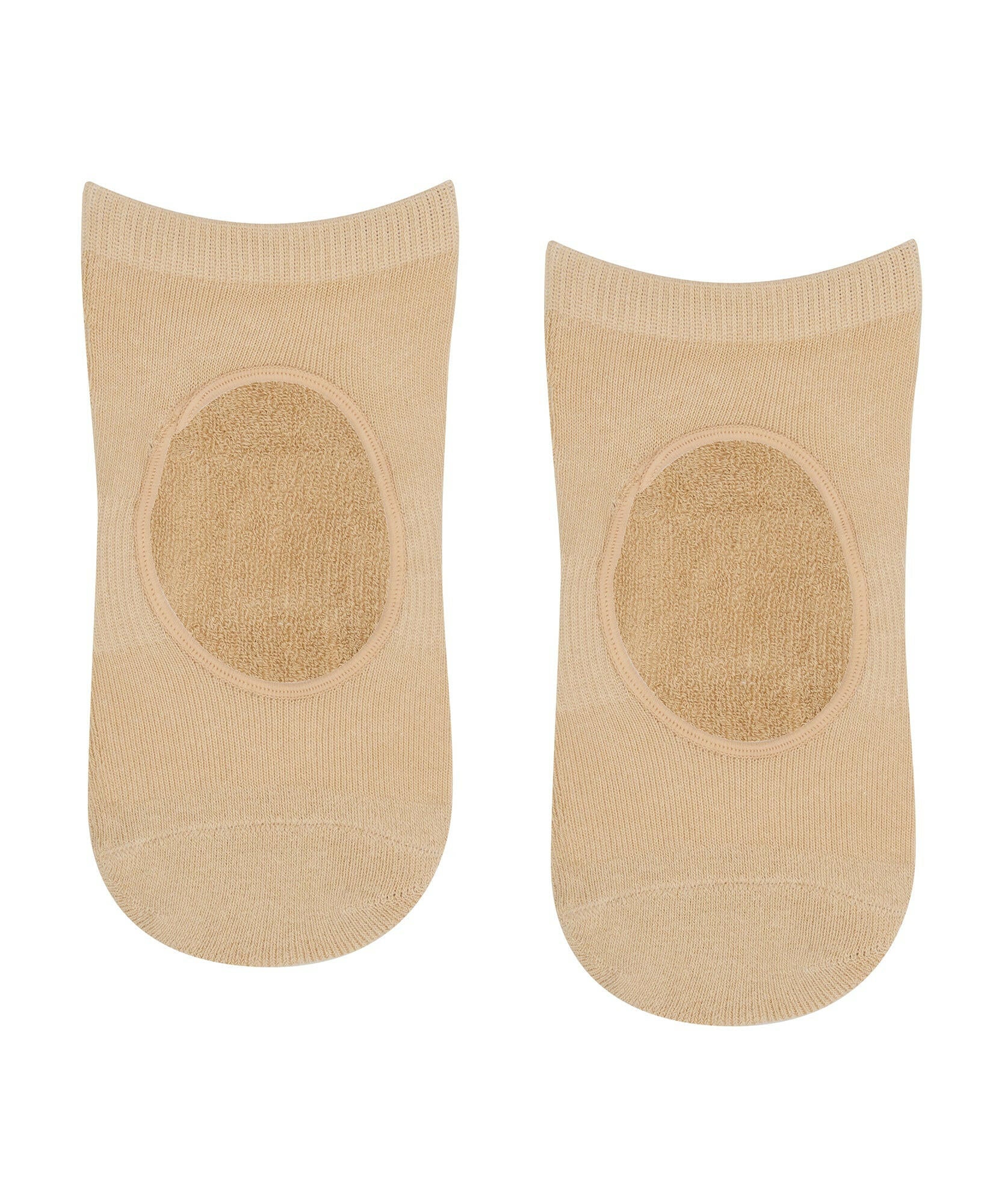 Slide On Non Slip Grip Socks - Almond.