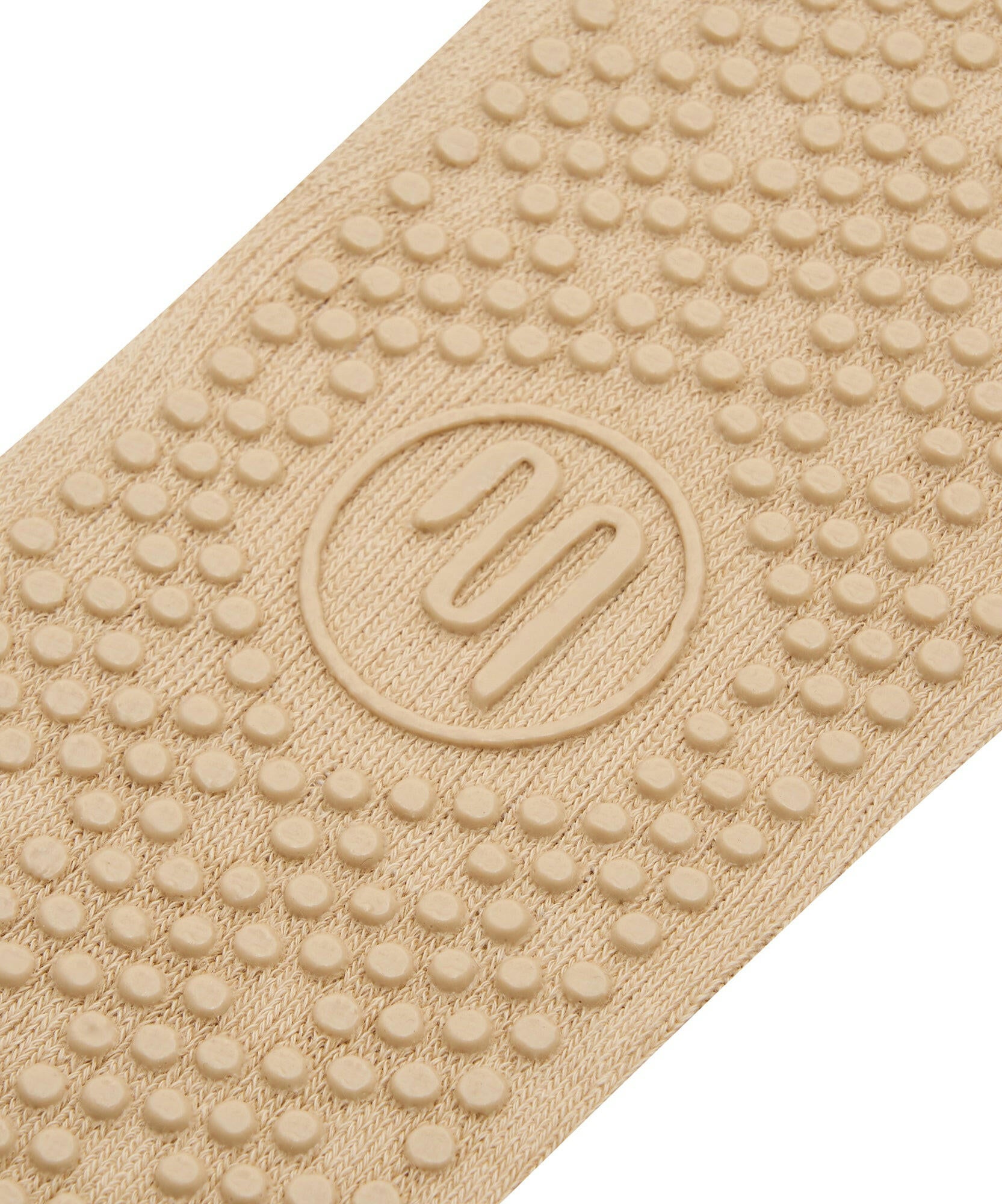 Slide On Non Slip Grip Socks - Almond.