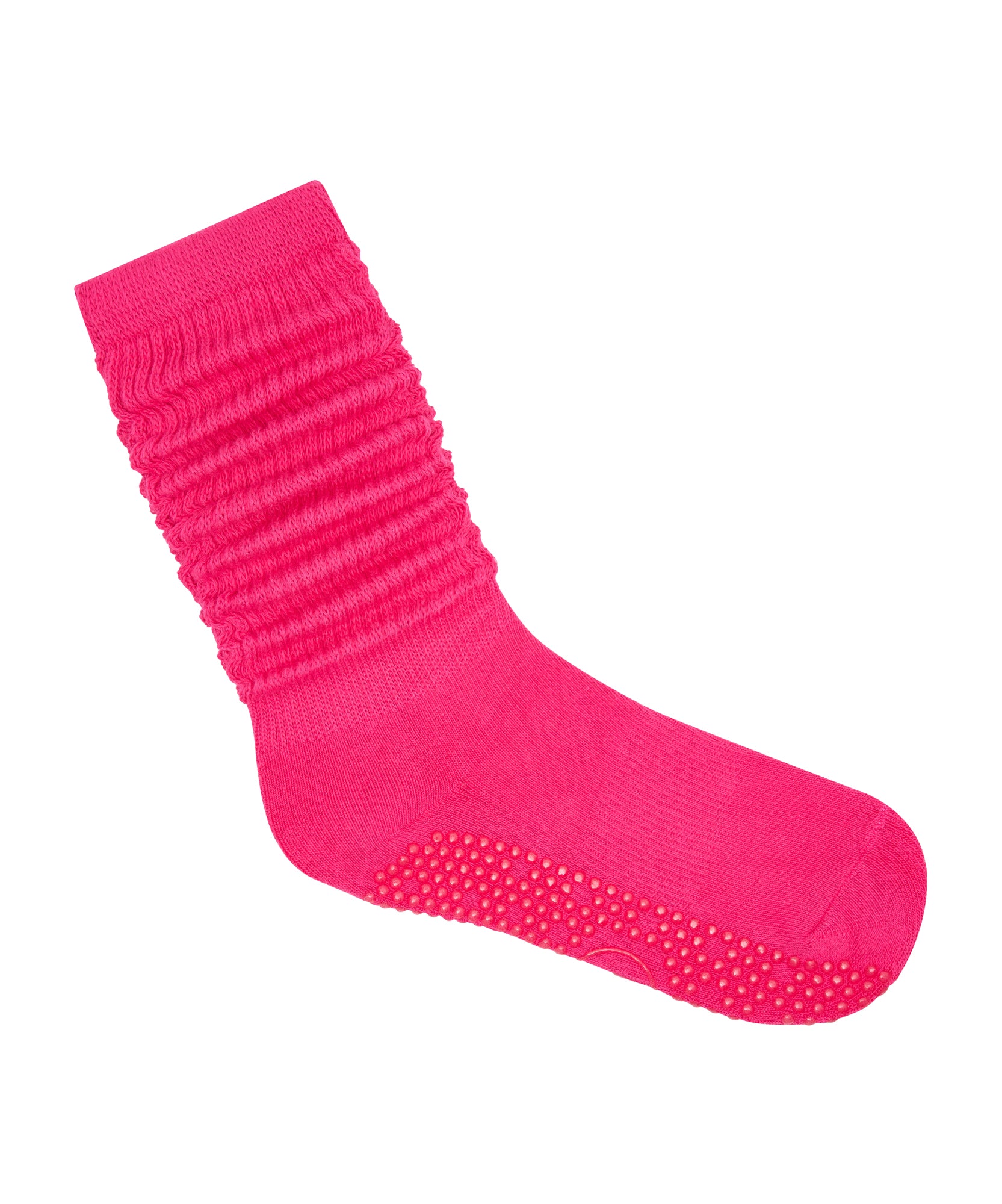 Scrunch Non Slip Grip Socks - Neon Pink High