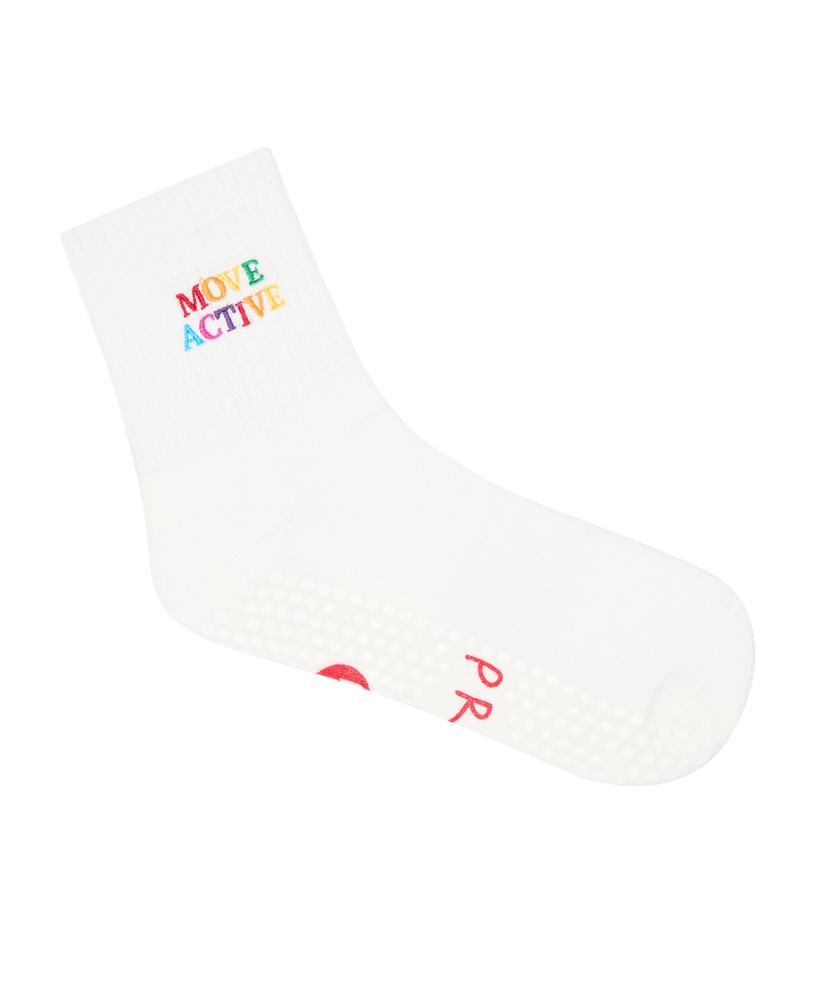 Crew Non Slip Grip Socks - Signature Rainbow Ivory