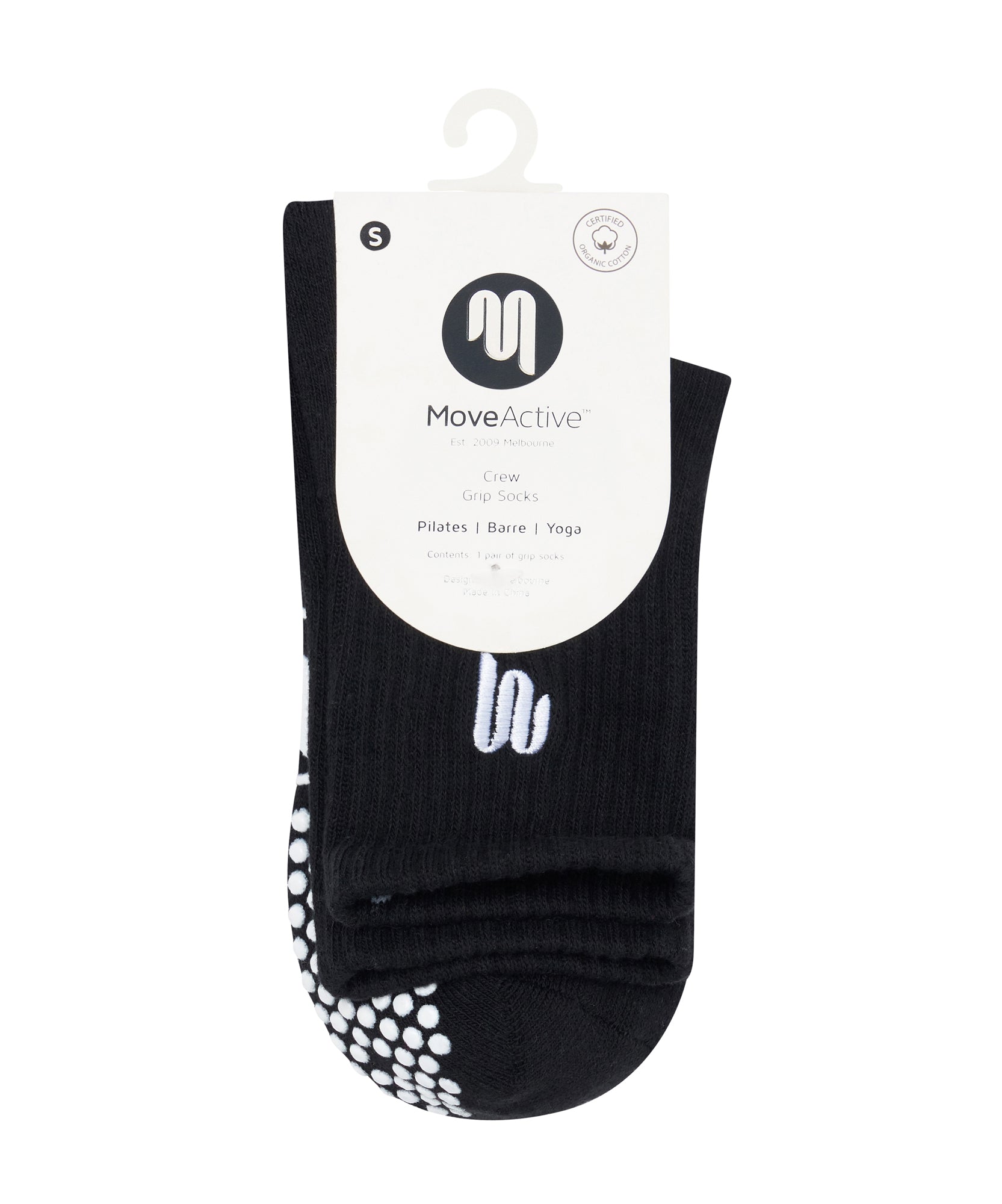 Crew Non Slip Grip Socks - MoveActive Black
