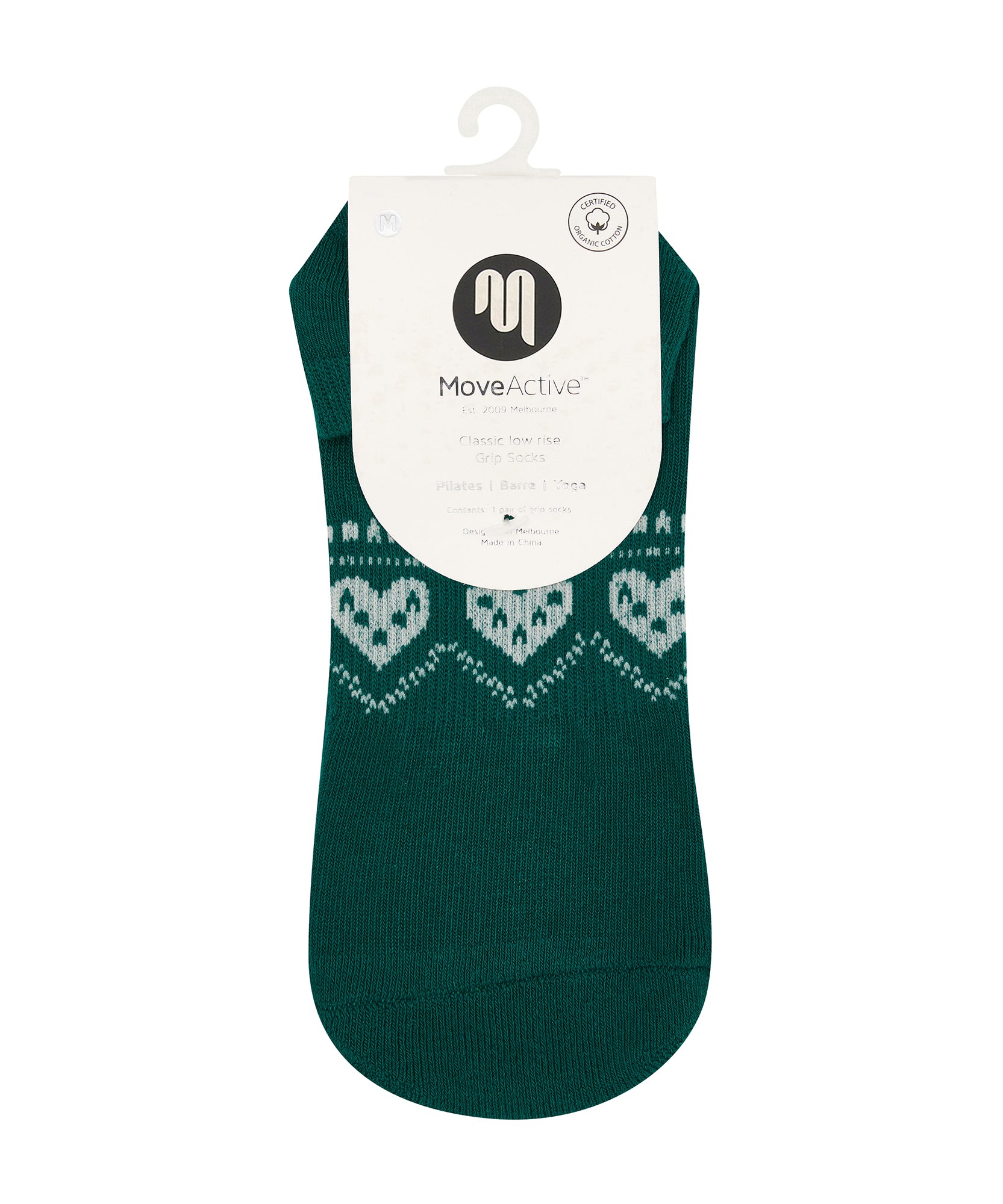 Classic Low Rise Grip Socks - Alpine Heart Emerald