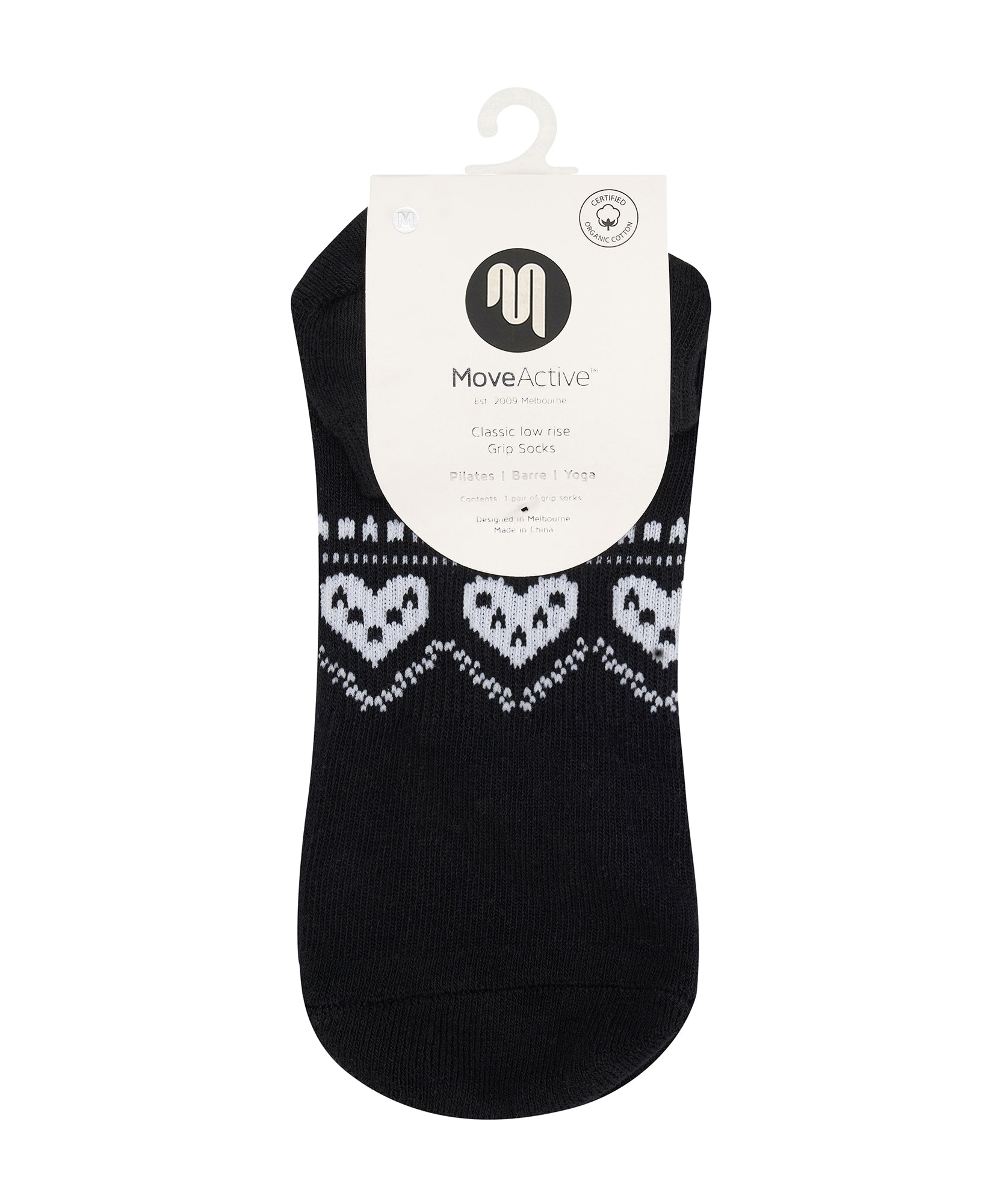 Classic Low Rise Grip Socks - Alpine Heart Midnight