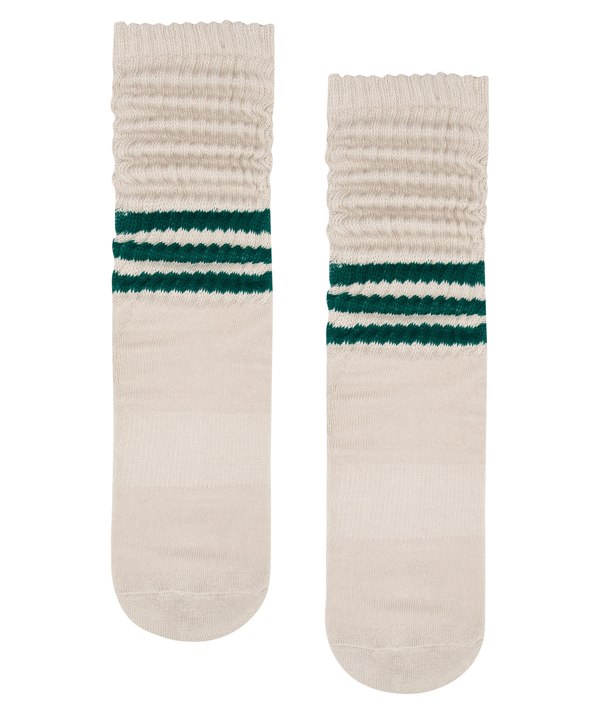 Scrunch Non Slip Grip Socks - Oat Emerald Stripe Slouch