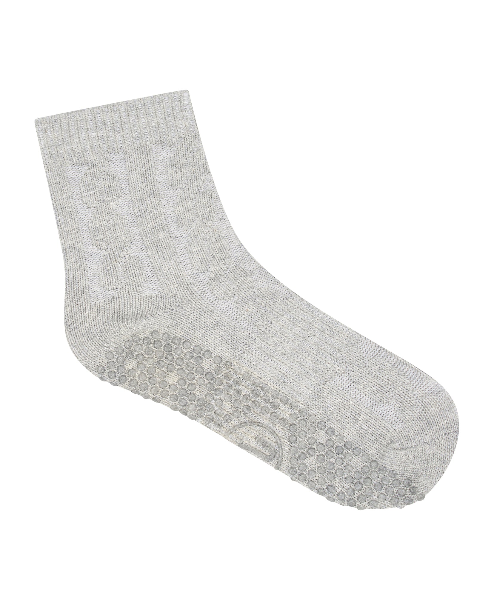 Crew Non Slip Grip Socks - Cable-Knit Marle Grey