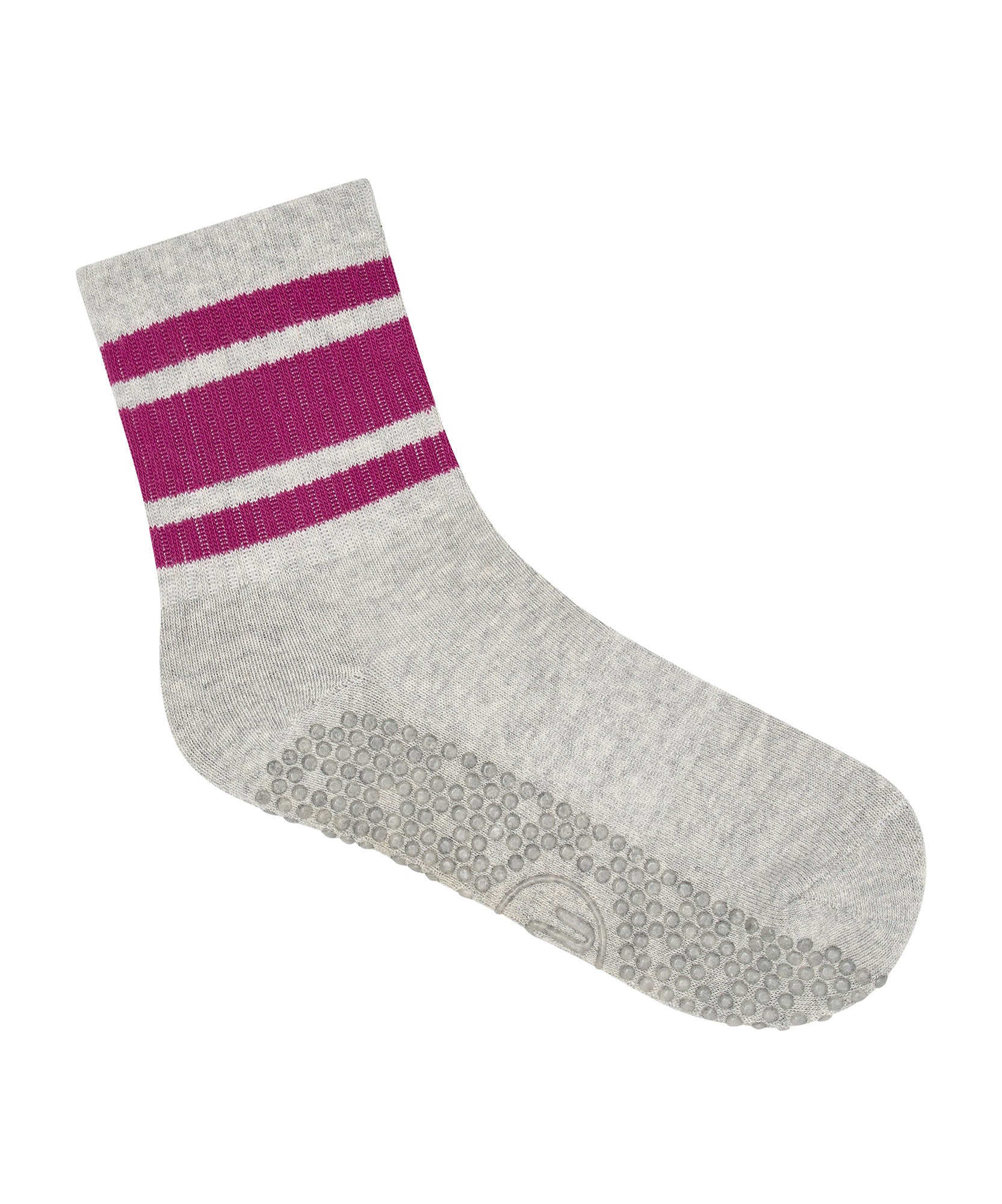 Crew Non Slip Grip Socks - Marle Fuchsia Stripe