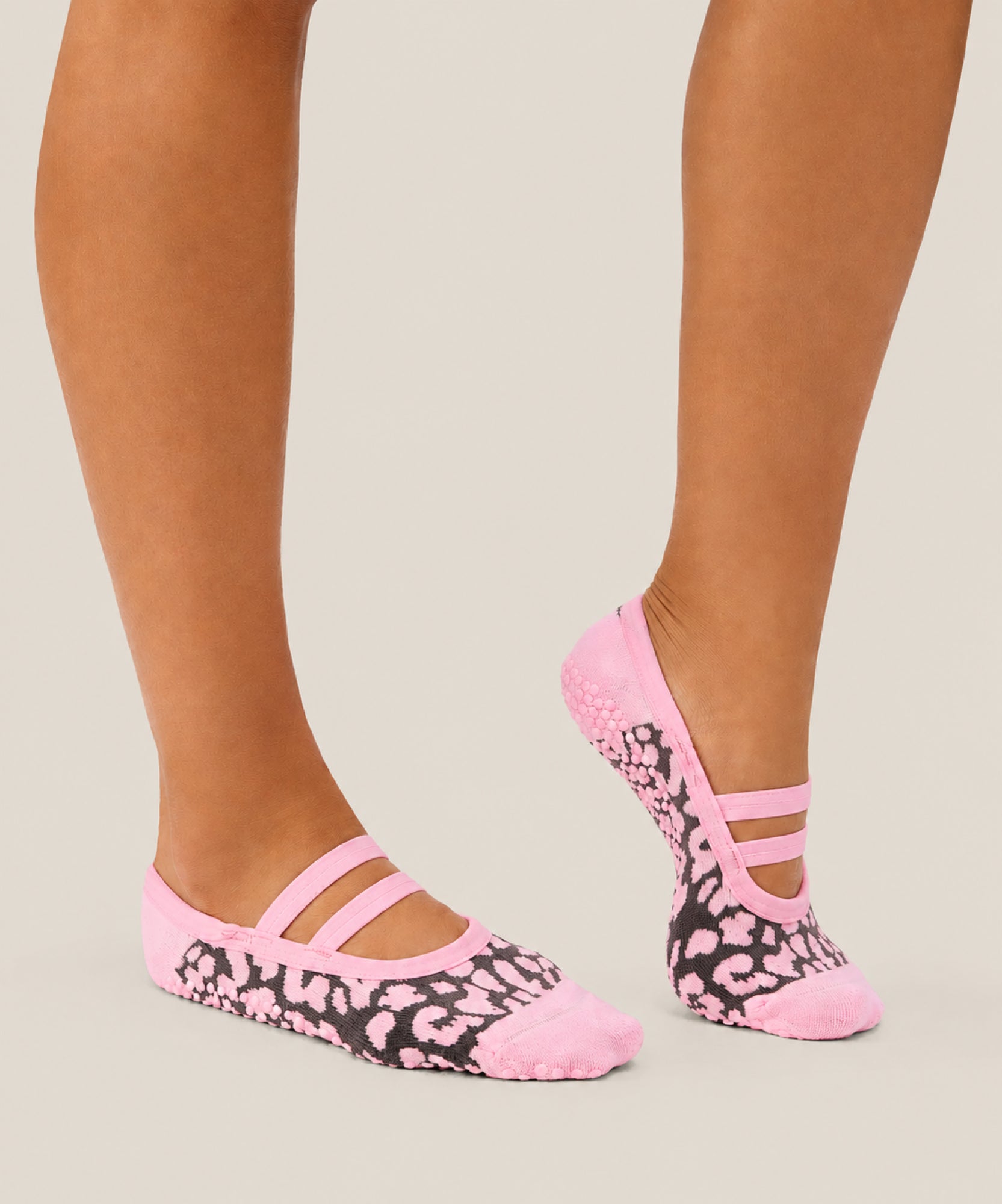Ballet Grip Socks - Cheetah Pink