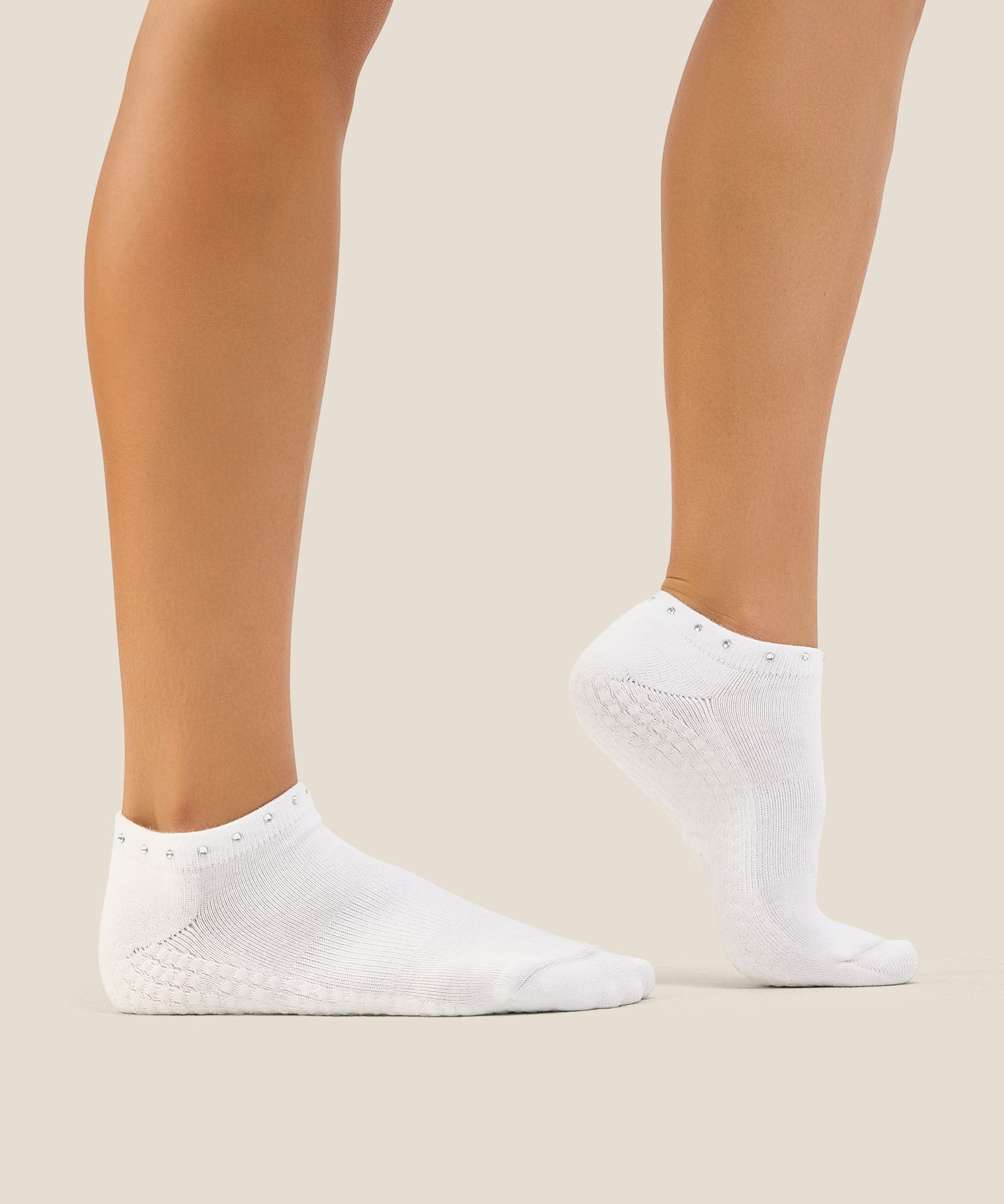 Low Rise Grip Socks - Gem Ivory