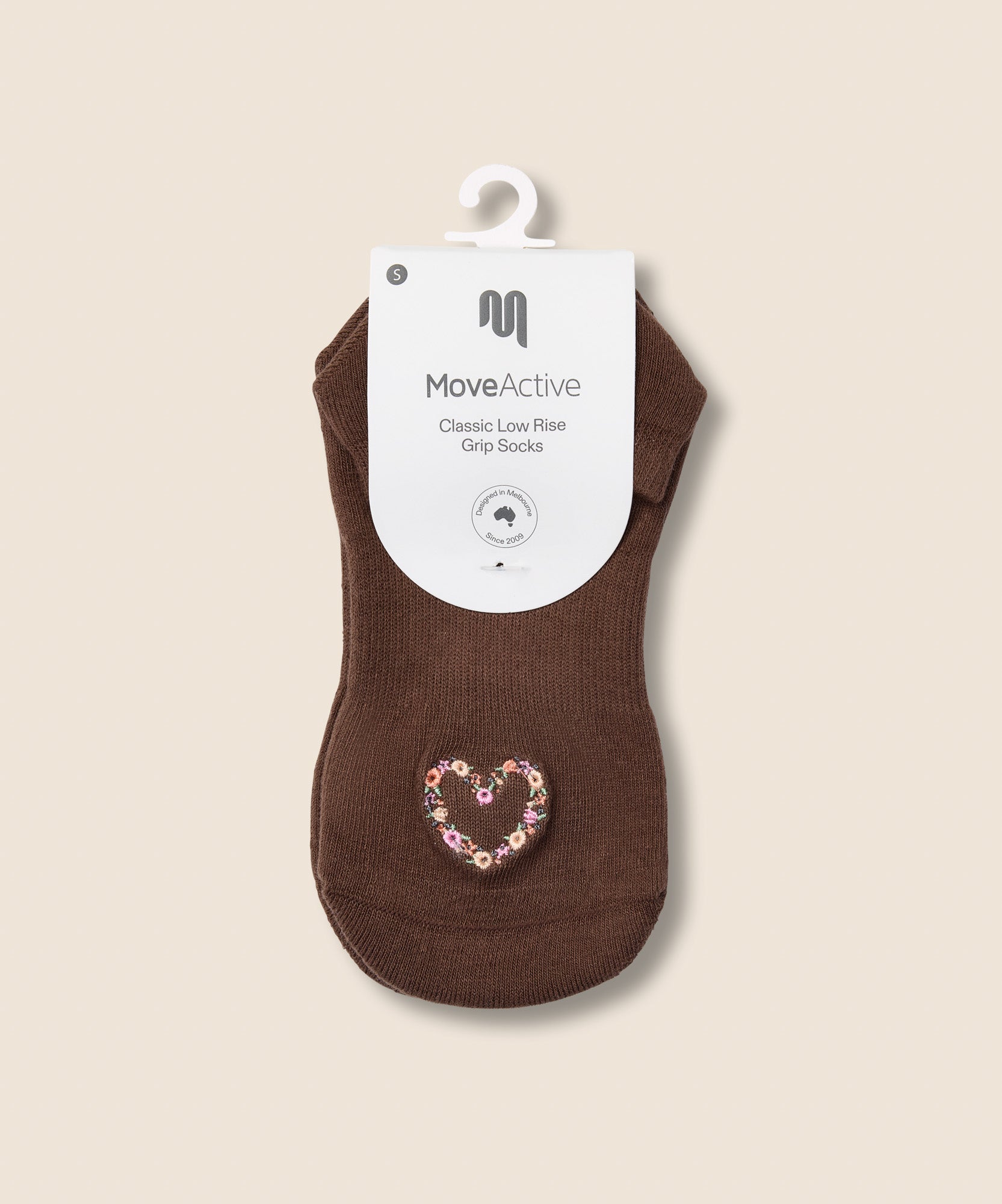 Low Rise Grip Socks - Heart Vine Brown