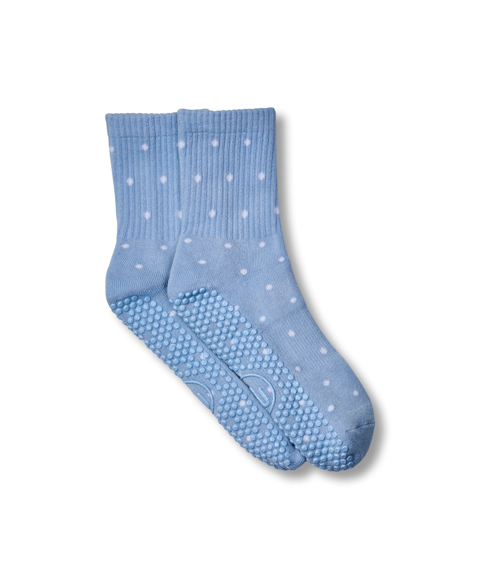 Crew Non Slip Grip Socks - Powder Blue Polka Dots