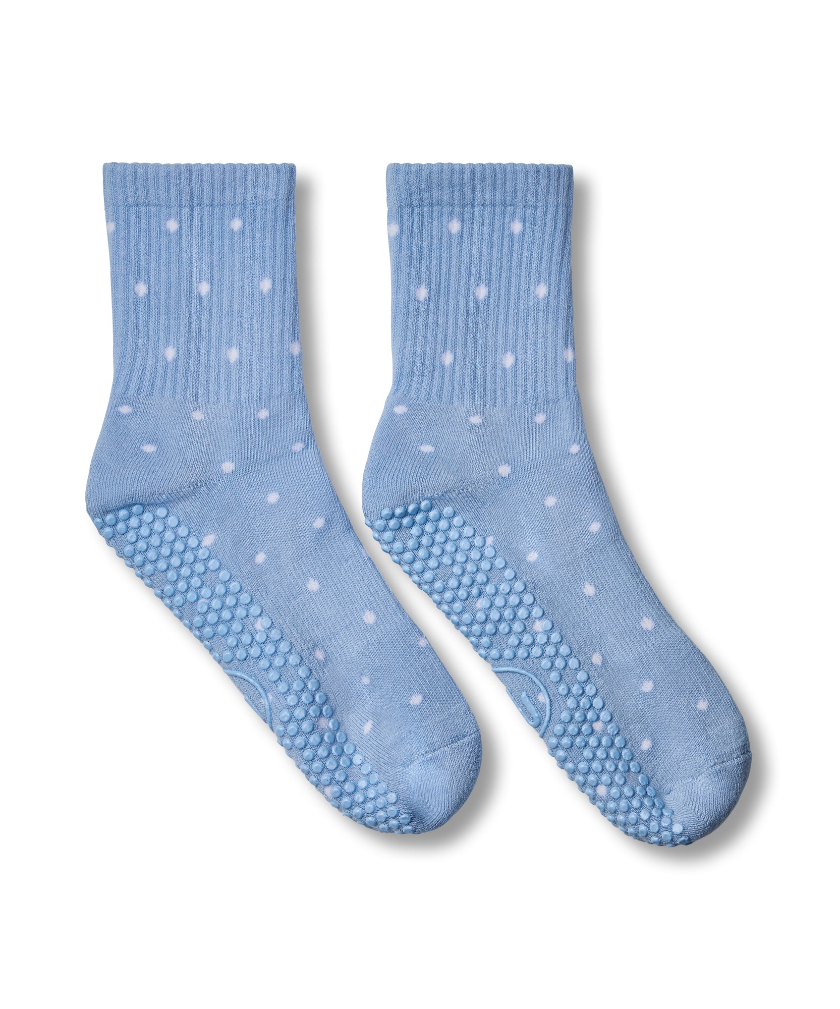 Crew Non Slip Grip Socks - Powder Blue Polka Dots