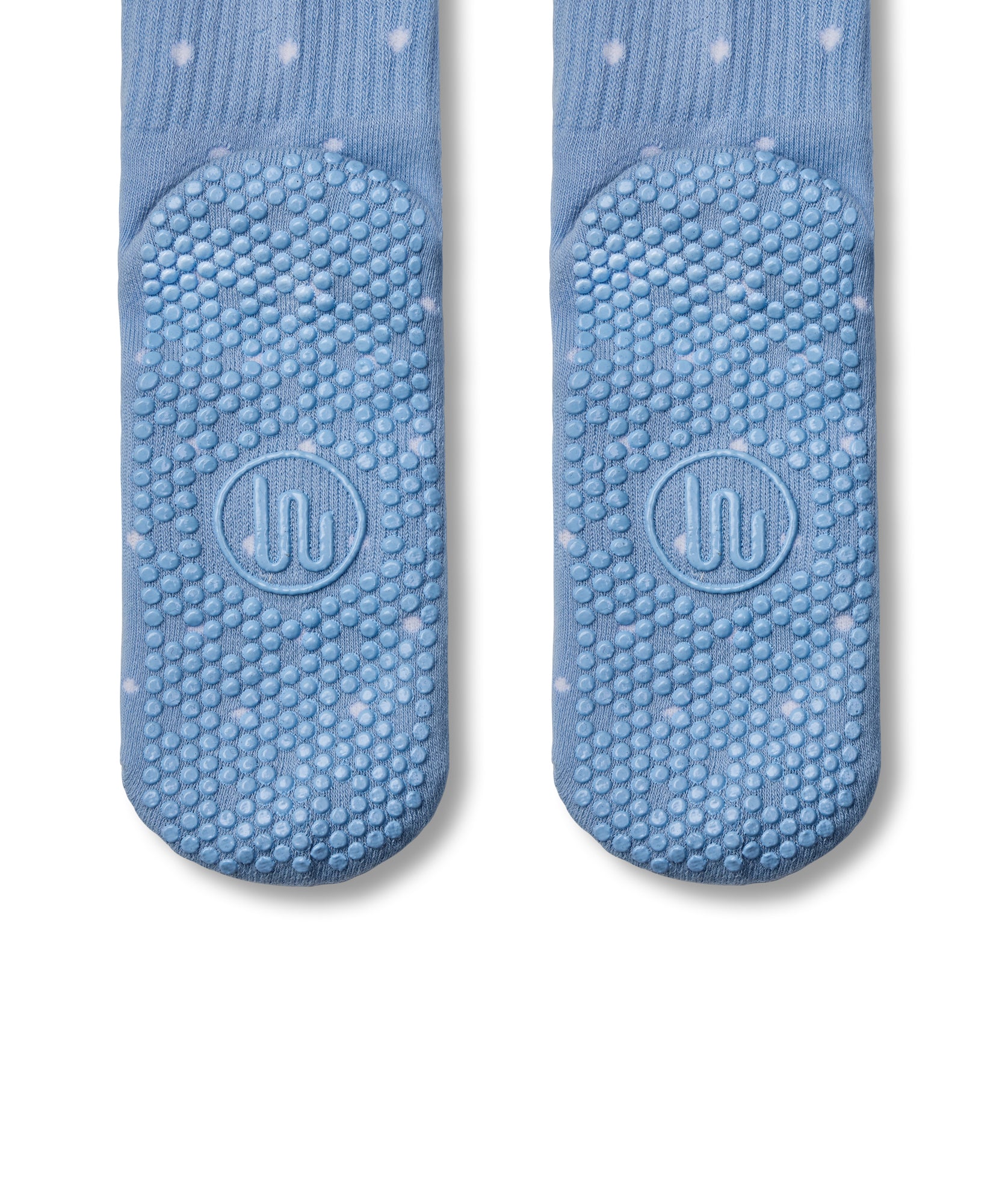 Crew Non Slip Grip Socks - Powder Blue Polka Dots