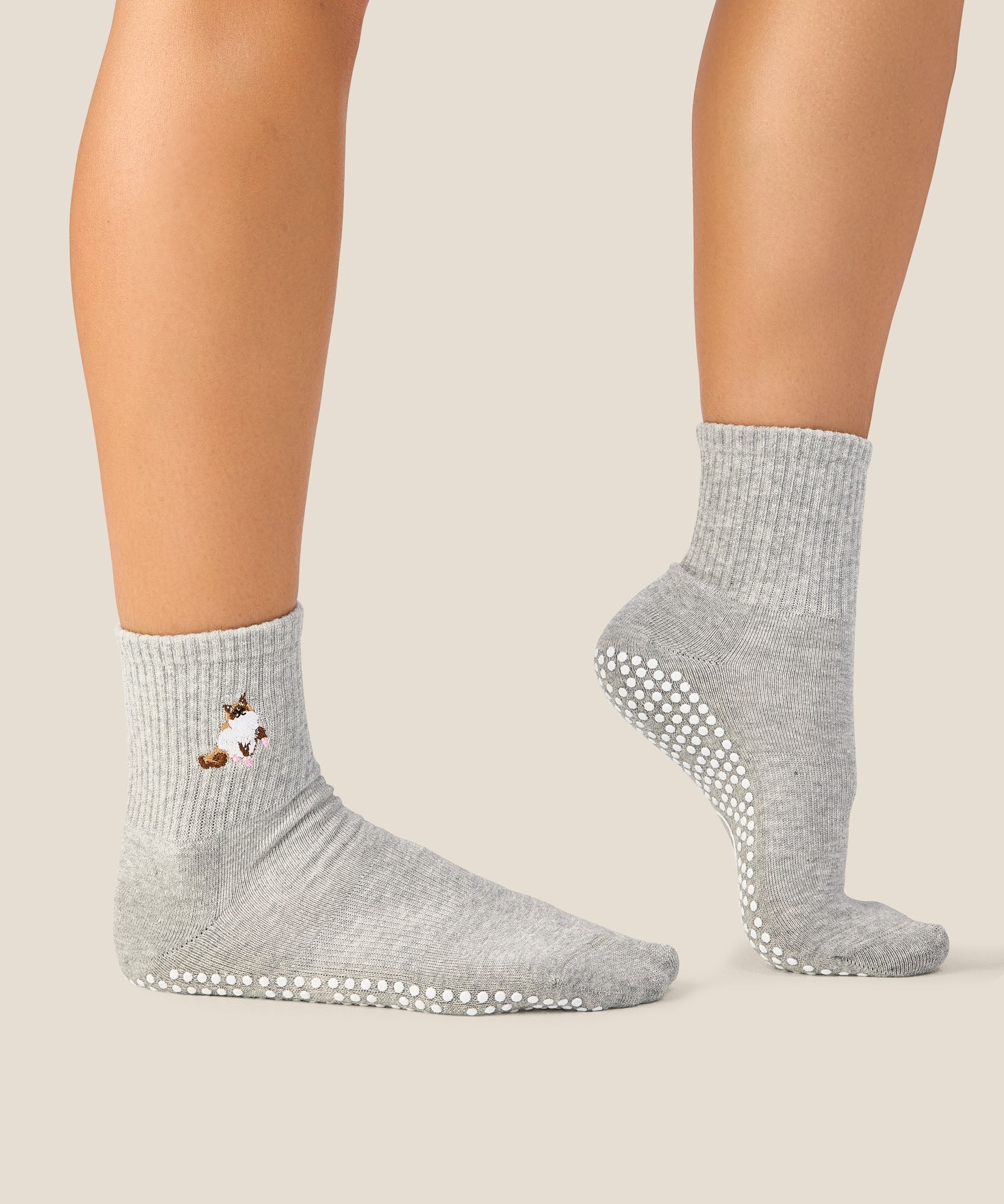 Crew Grip Socks - Ginger Cat Grey Marle