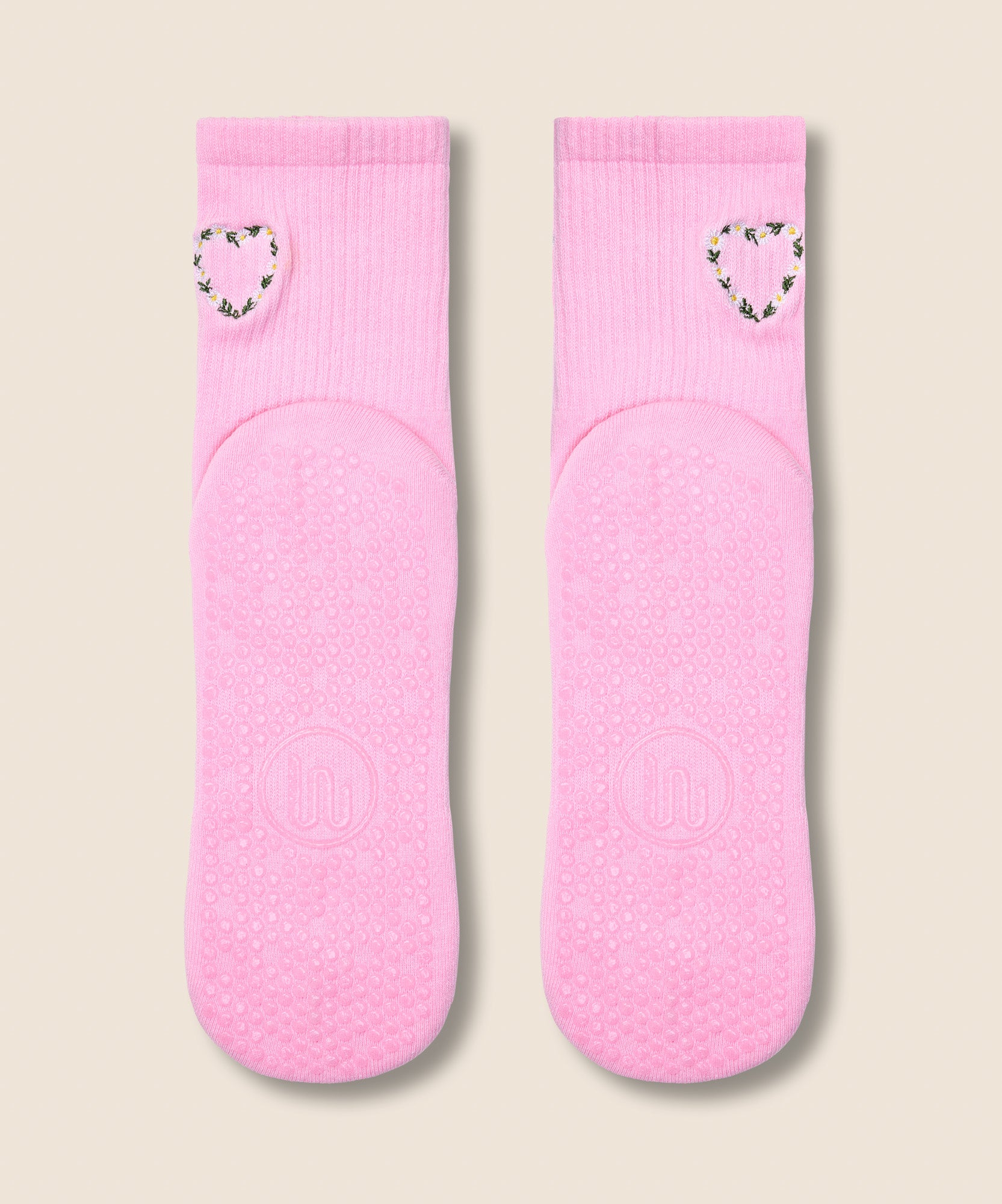 Crew Grip Socks - Heart Vine Pink