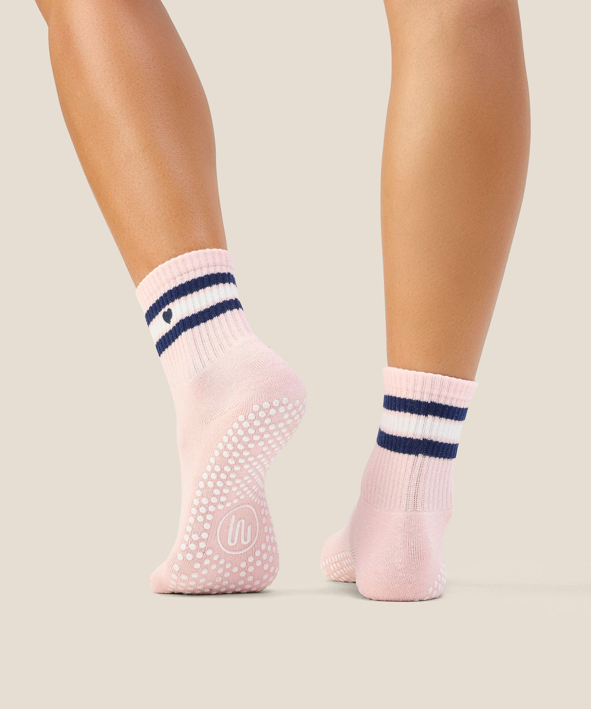 Crew Grip Socks - Mini-Heart Stripe Pink