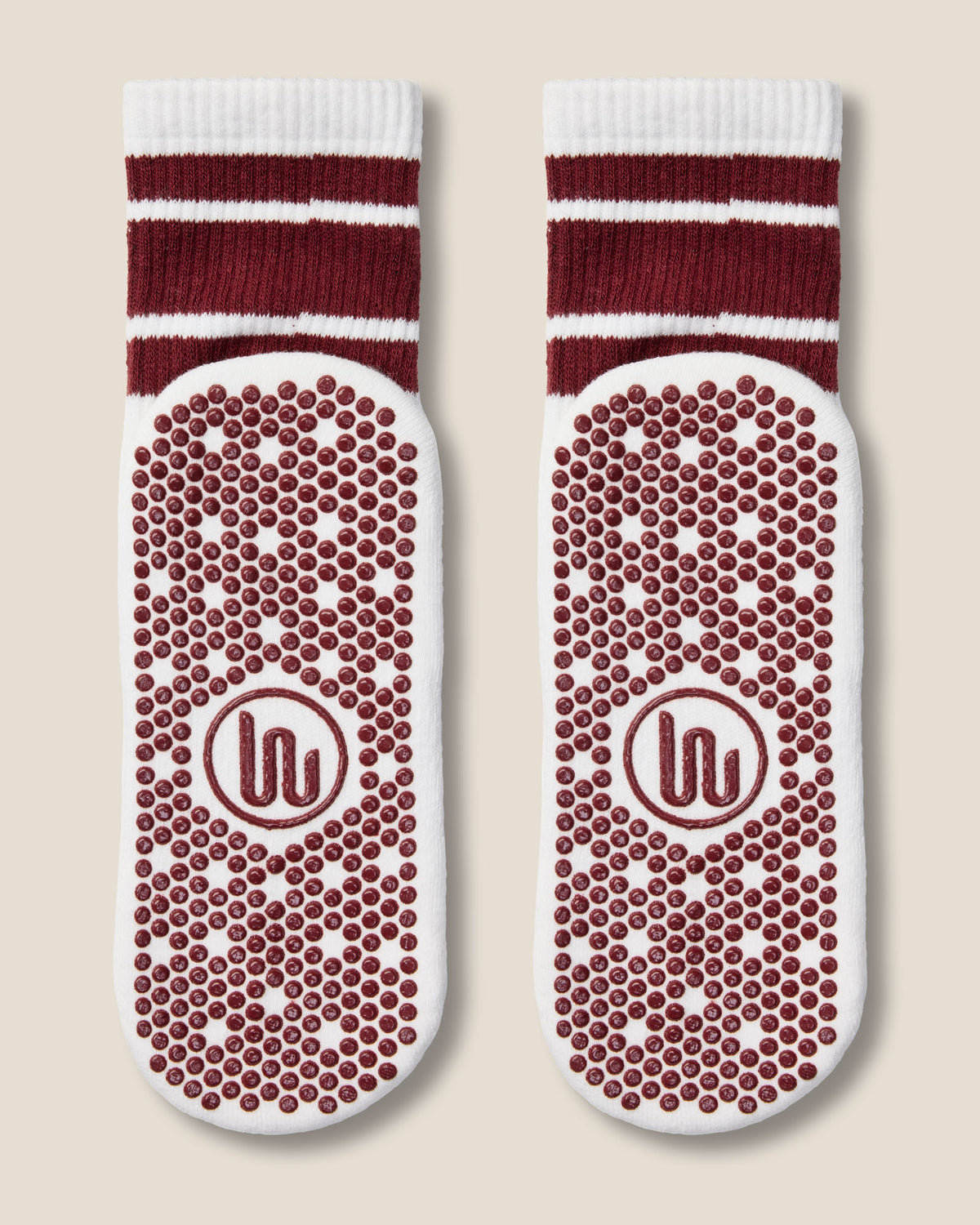 Crew Grip Socks - White Cabernet Stripe