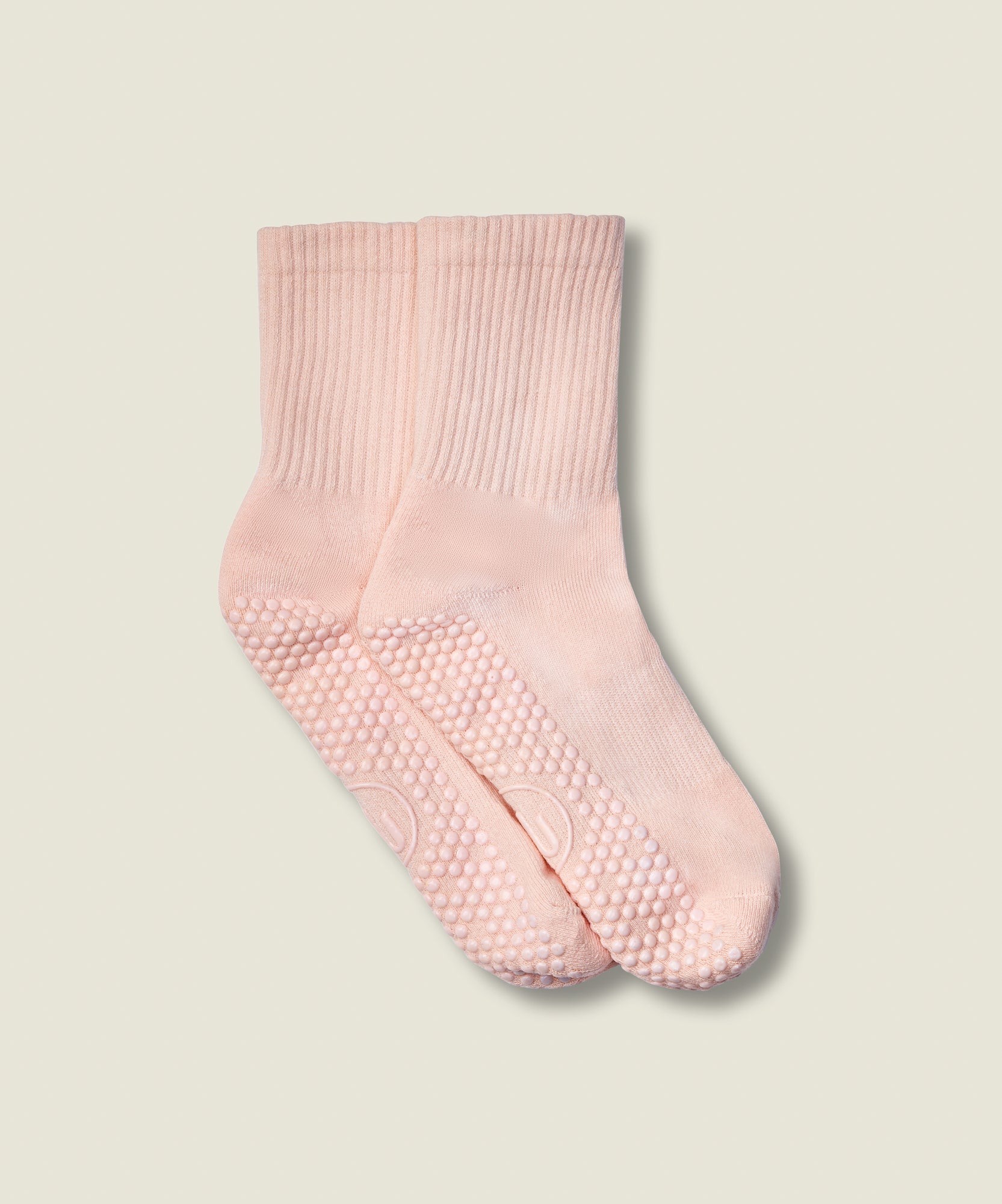 Crew Non Slip Grip Socks - Soft Pink