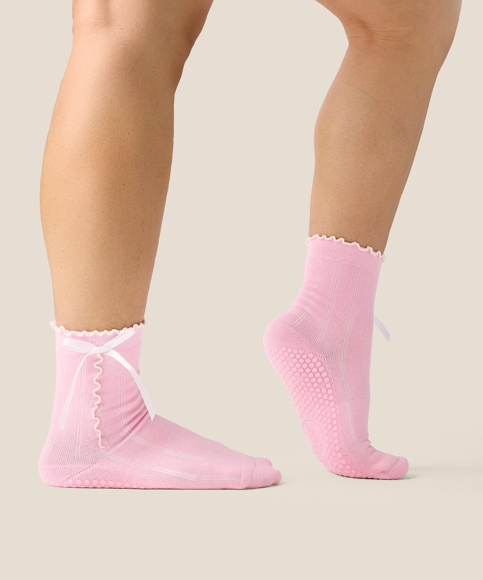 Crew Grip Socks - Sweet Bow Pink