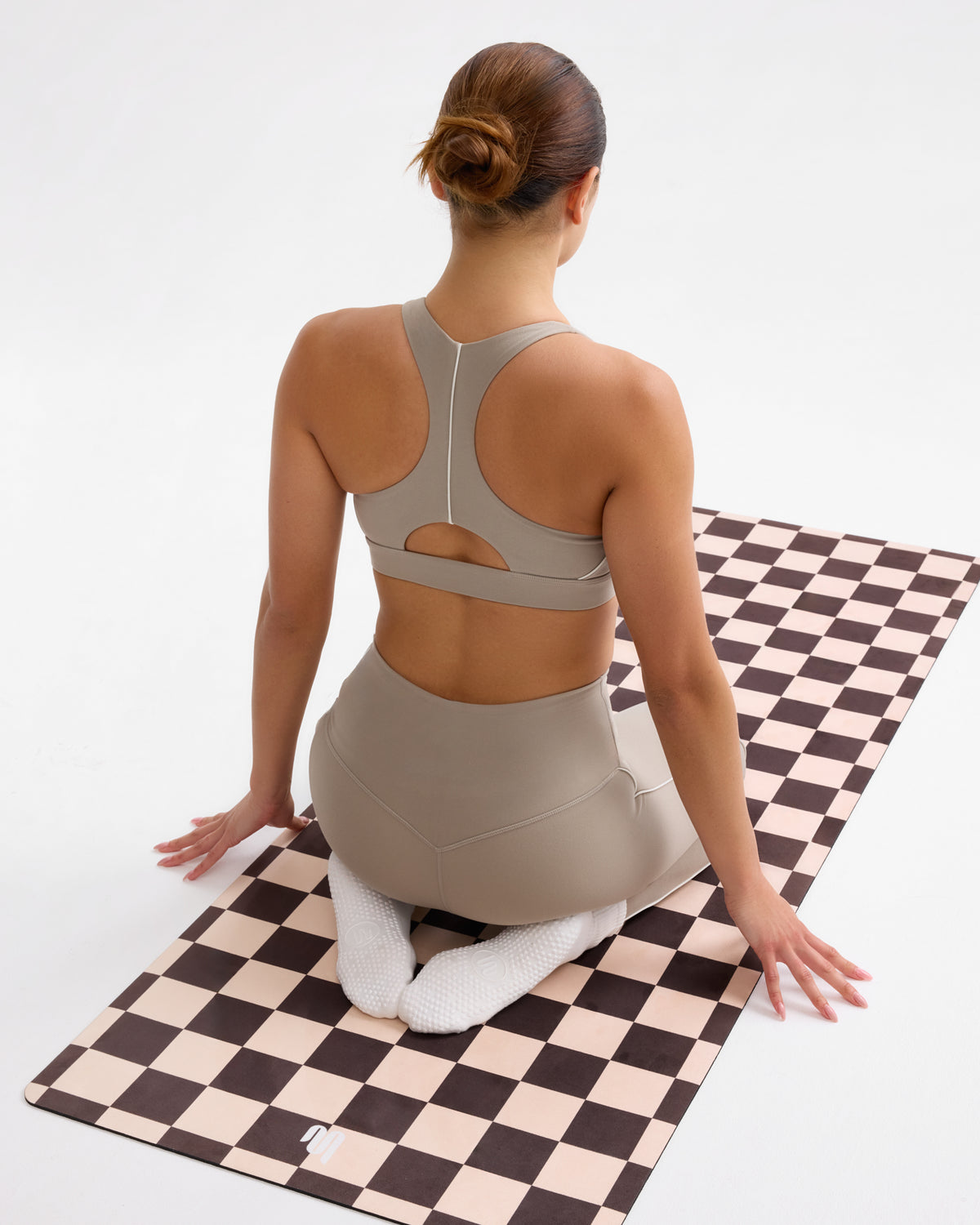 Microfibre Yoga Mat - Check Espresso