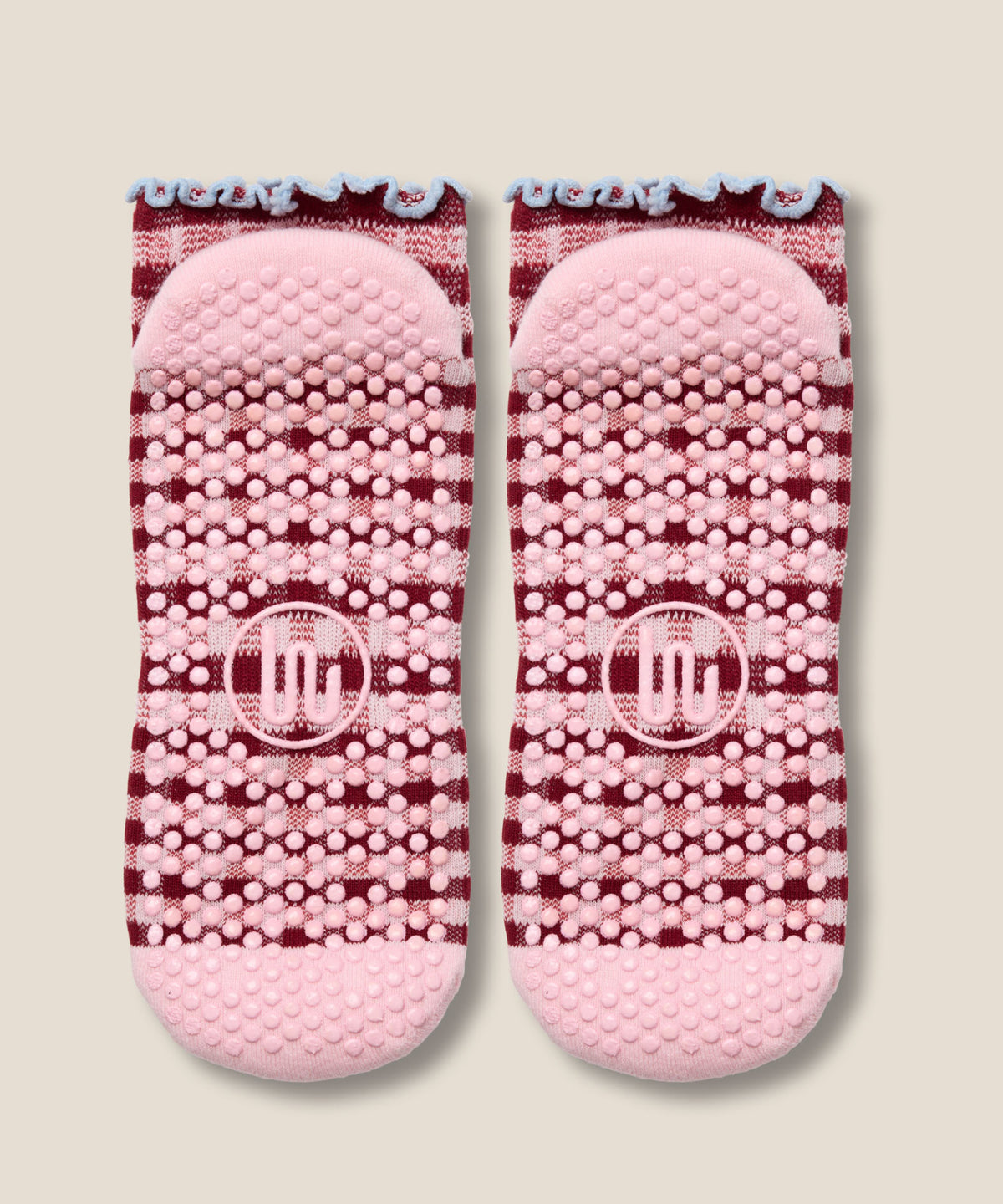 Low Rise Grip Socks - Picnic Check Red