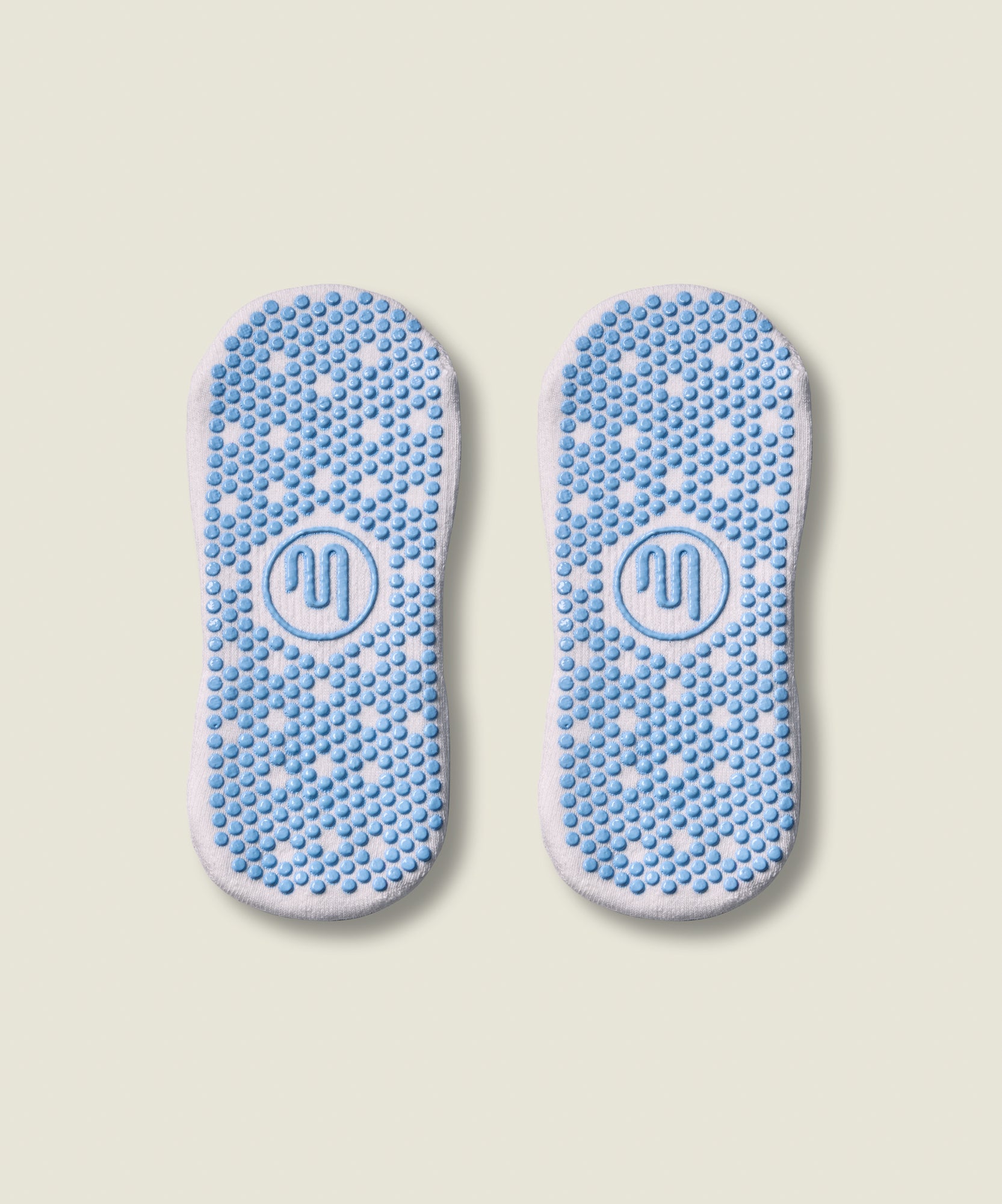 Crew Non Slip Grip Socks - Ivory Blue Stripe