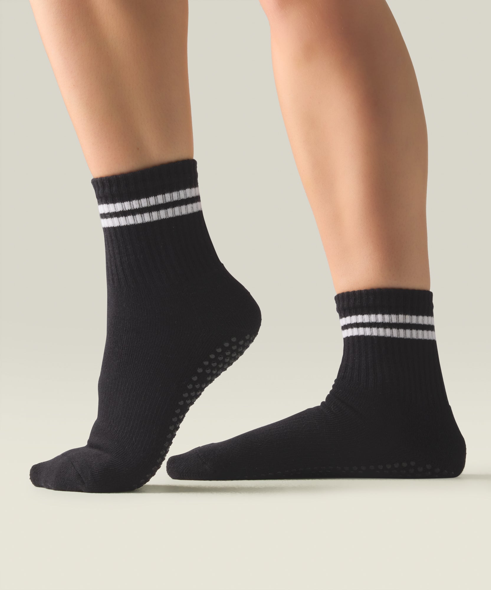 Crew Non Slip Grip Socks - Sporty Stripe Black