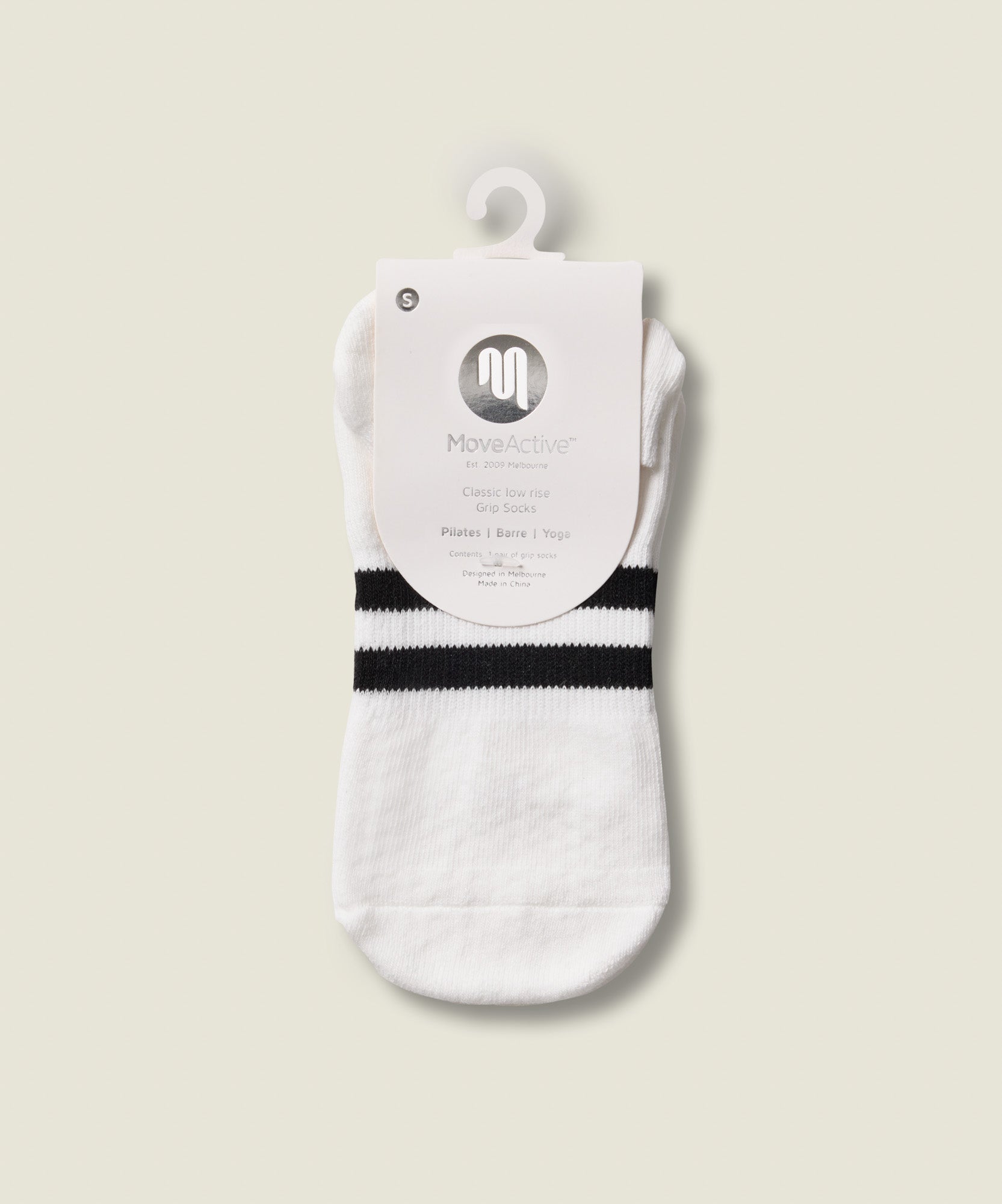 Classic Low Rise Grip Socks - Ivory Stripe