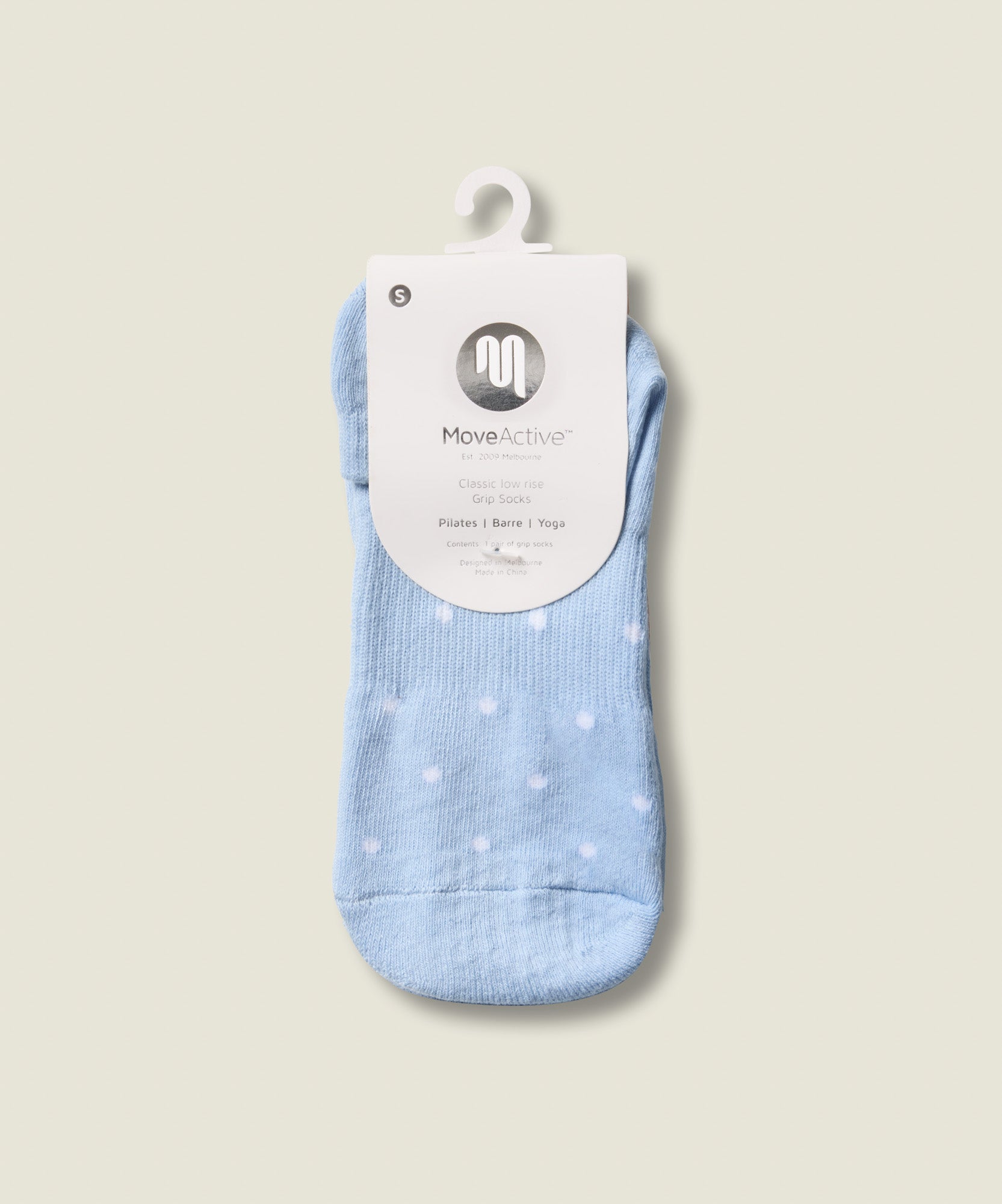 Classic Low Rise Grip Socks - Blue Polka Dots