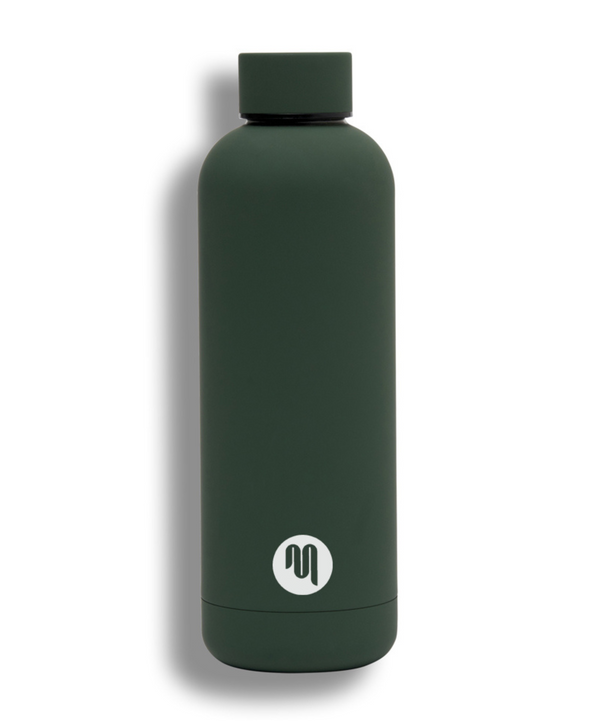 500ml forest green drink bottle with screw-on cap and durable design 