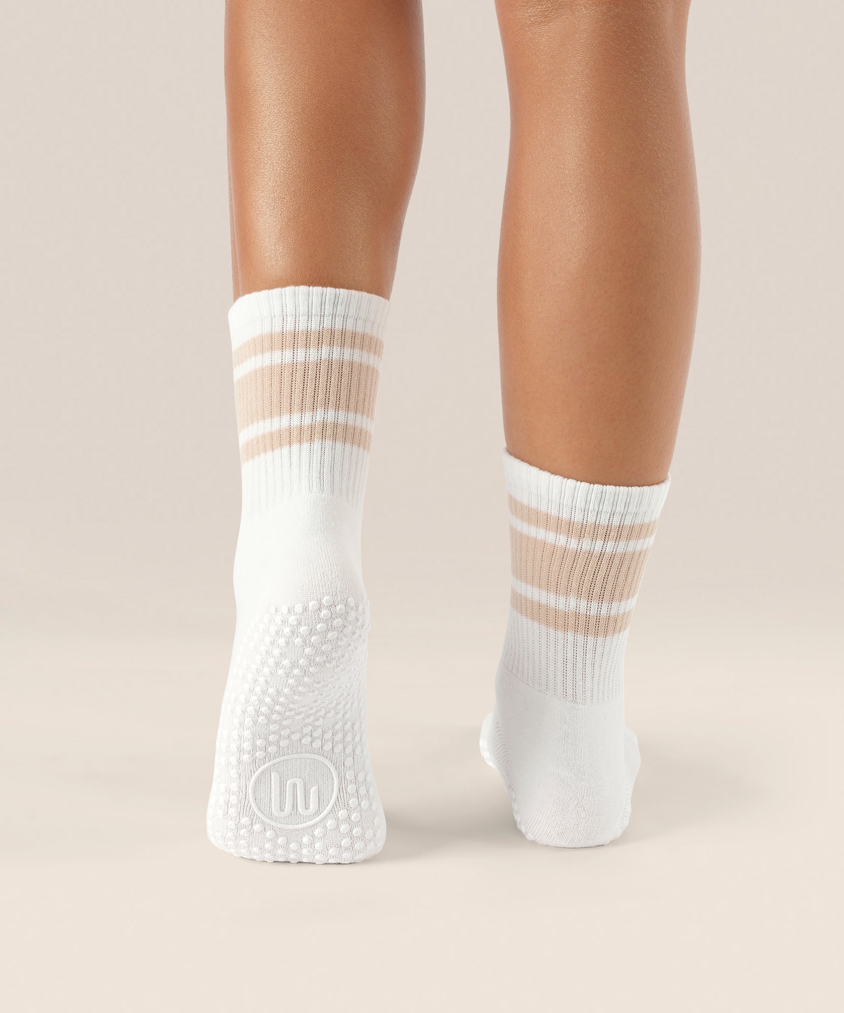 Crew Non Slip Grip Socks - Almond Stripes