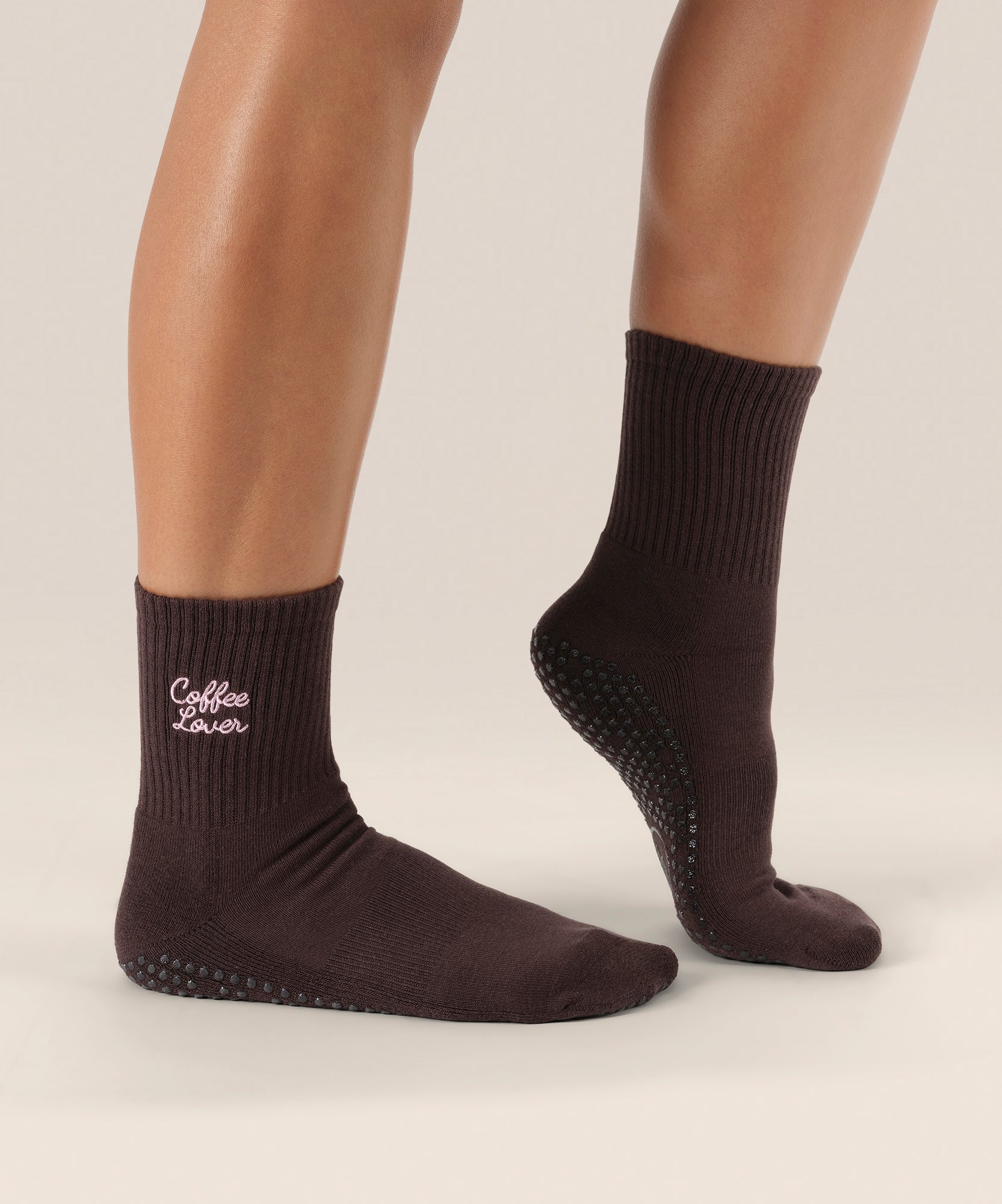Crew Non Slip Grip Socks - Coffee Lover
