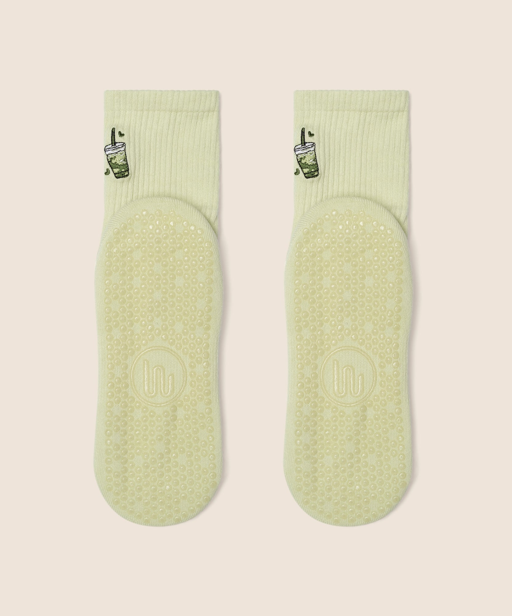 Crew Non Slip Grip Socks - Matcha Lover