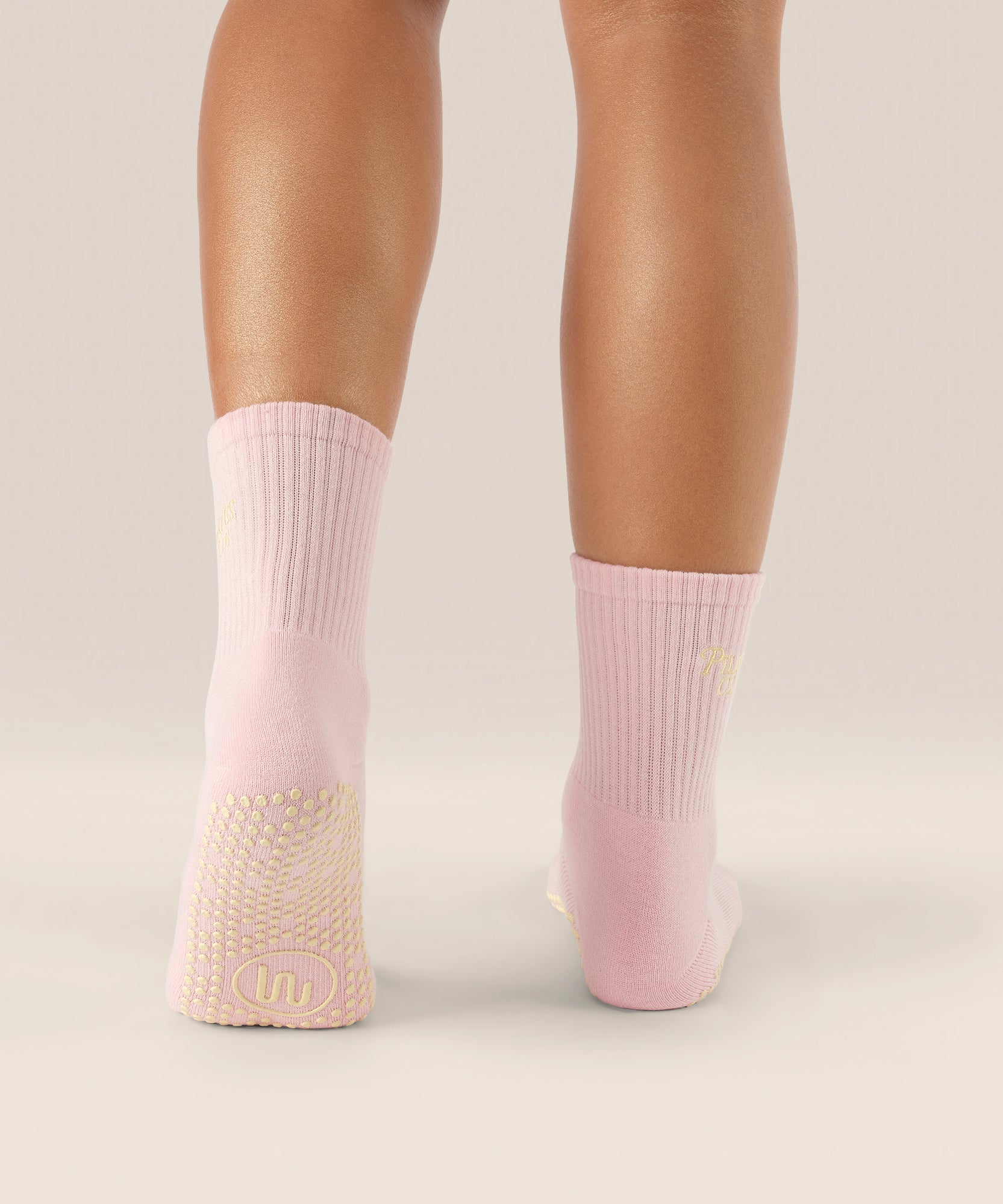Crew Non Slip Grip Socks - Pilates Club Pink