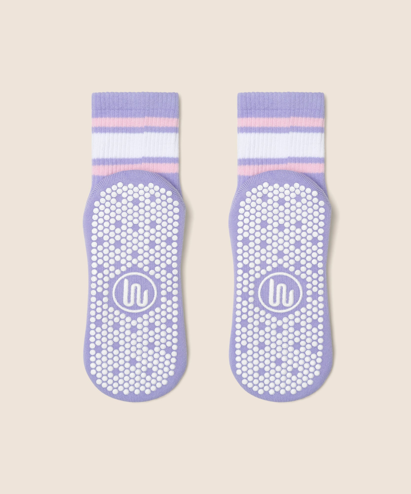 Crew Non Slip Grip Socks - Purple Rain Stripe