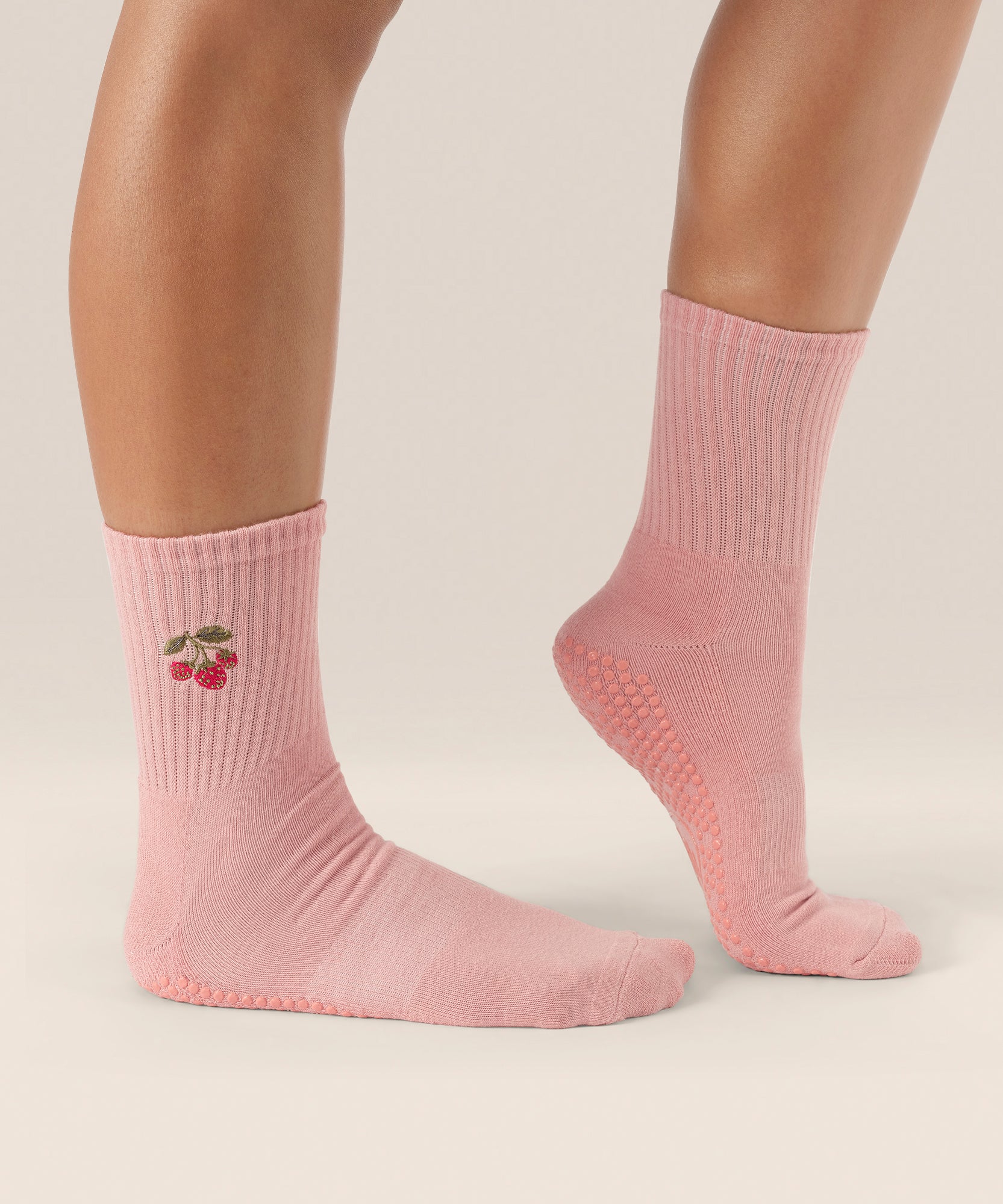 Crew Non Slip Grip Socks - Strawberry Patch