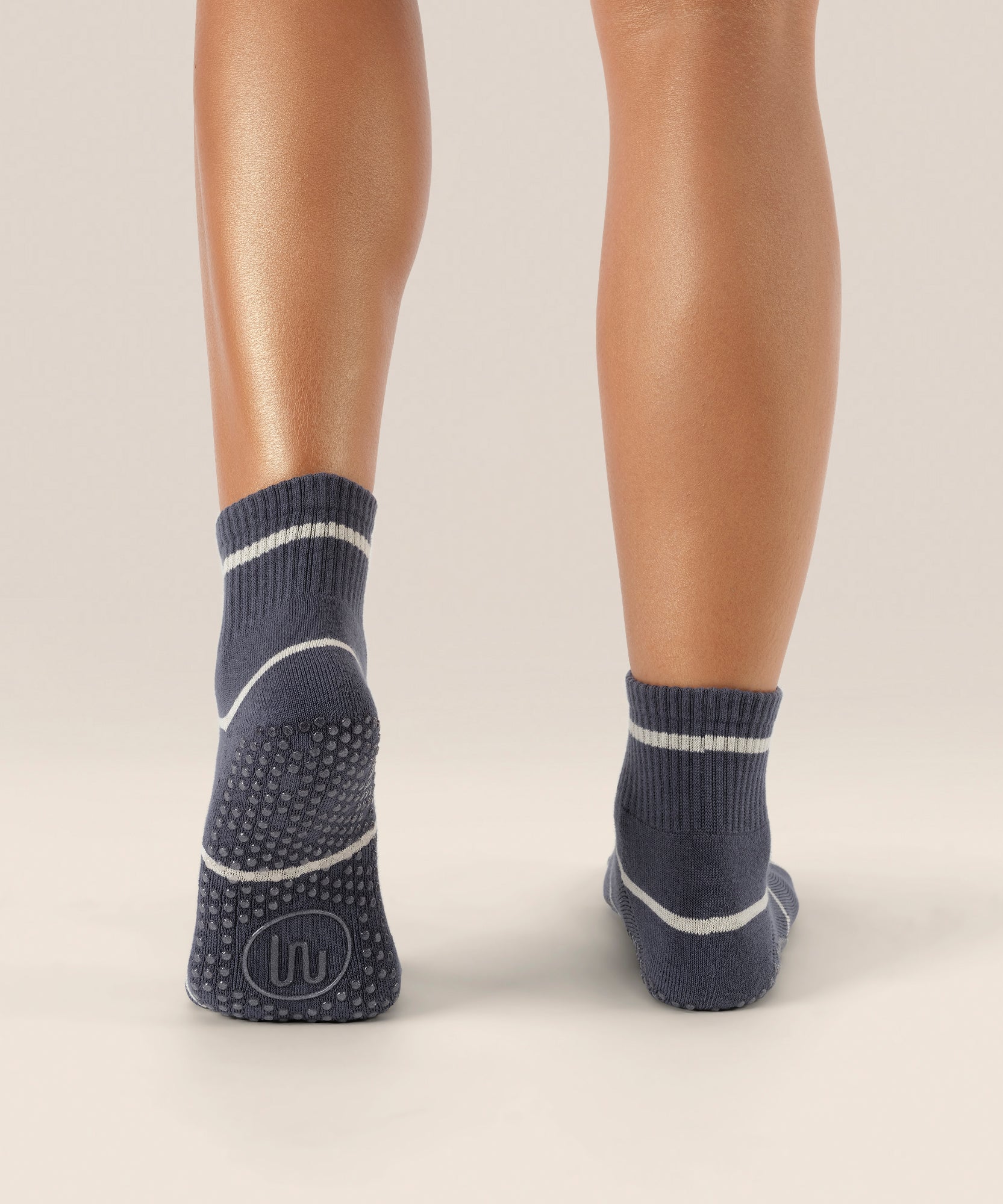 Quarter Crew Non Slip Grip Socks - Baseline Navy