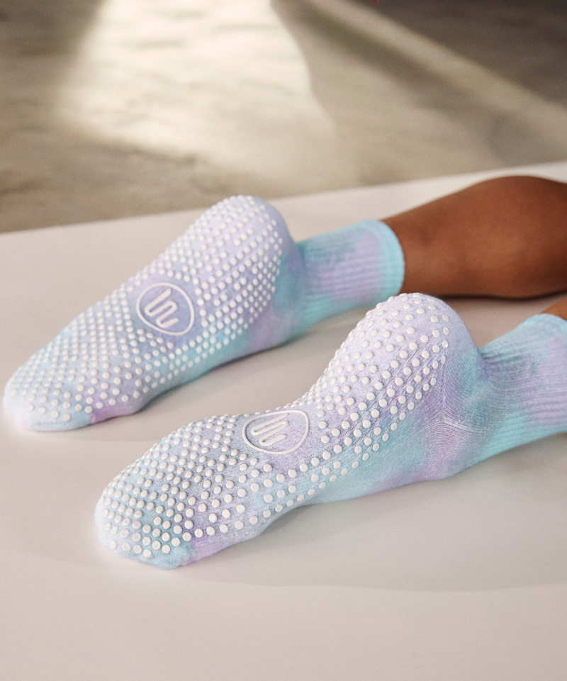 Cosmic Bliss crew socks with comfortable non-slip feature