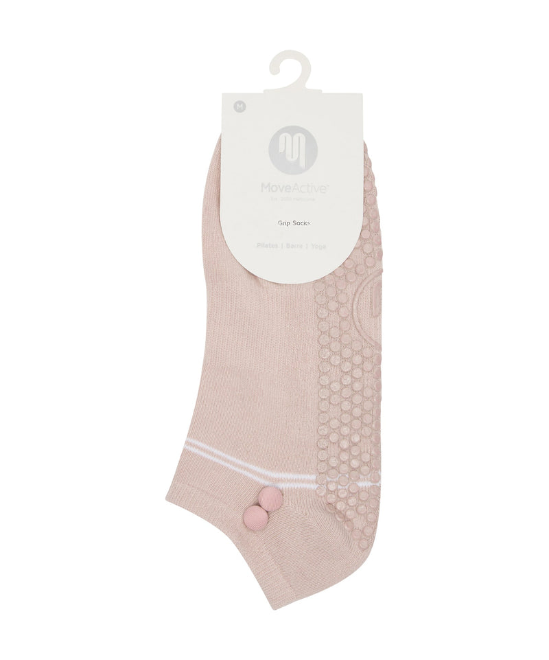Classic low rise grip socks in blush button for a secure fit and style