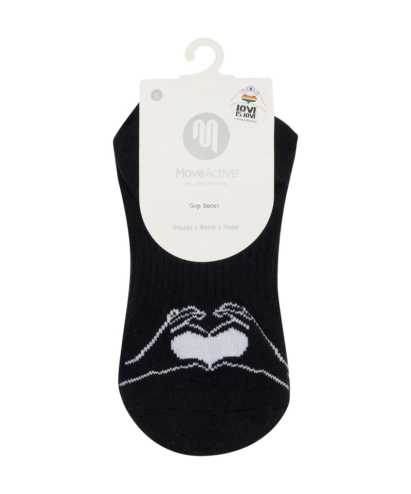 Classic Low Rise Grip Socks with Heart in Hand Design for Barre and Dance