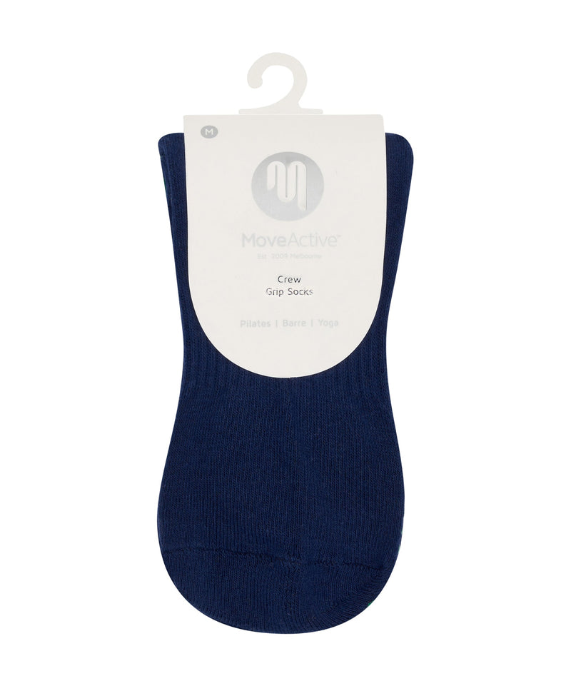 Men's crew socks with non-slip grip and classic ribbed design in navy blue