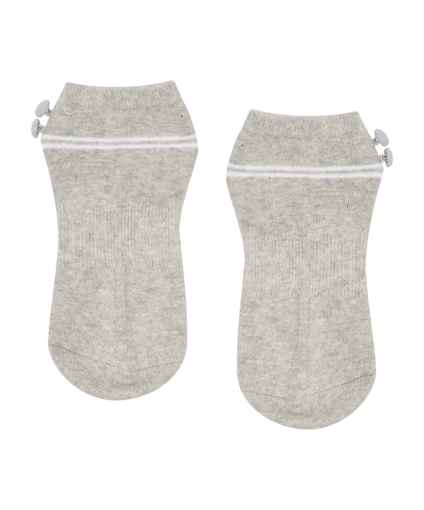 Classic Low Rise Grip Socks - Grey Marle Button for yoga and pilates
