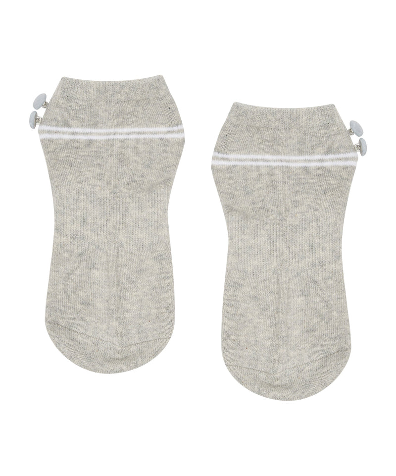 Classic Low Rise Grip Socks - Grey Marle Button for yoga and pilates