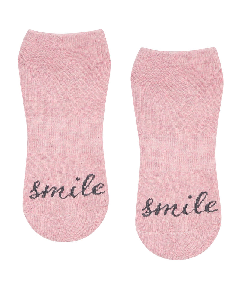 Classic Low Rise Grip Socks in Smile Pink Marle with comfortable fit and anti-slip sole