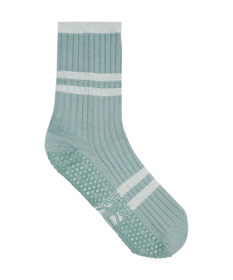 Comfortable and stylish mineral green crew socks with non slip grip